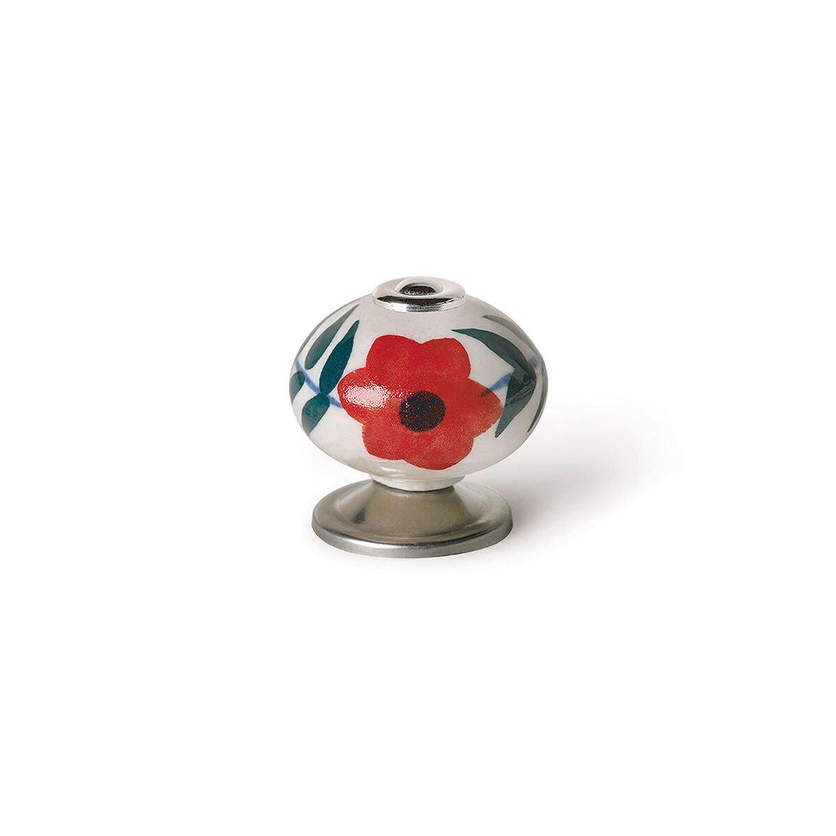 Pomo Rei e500 Rojo Metal Flor Ø 40 x 36 mm 4 Piezas