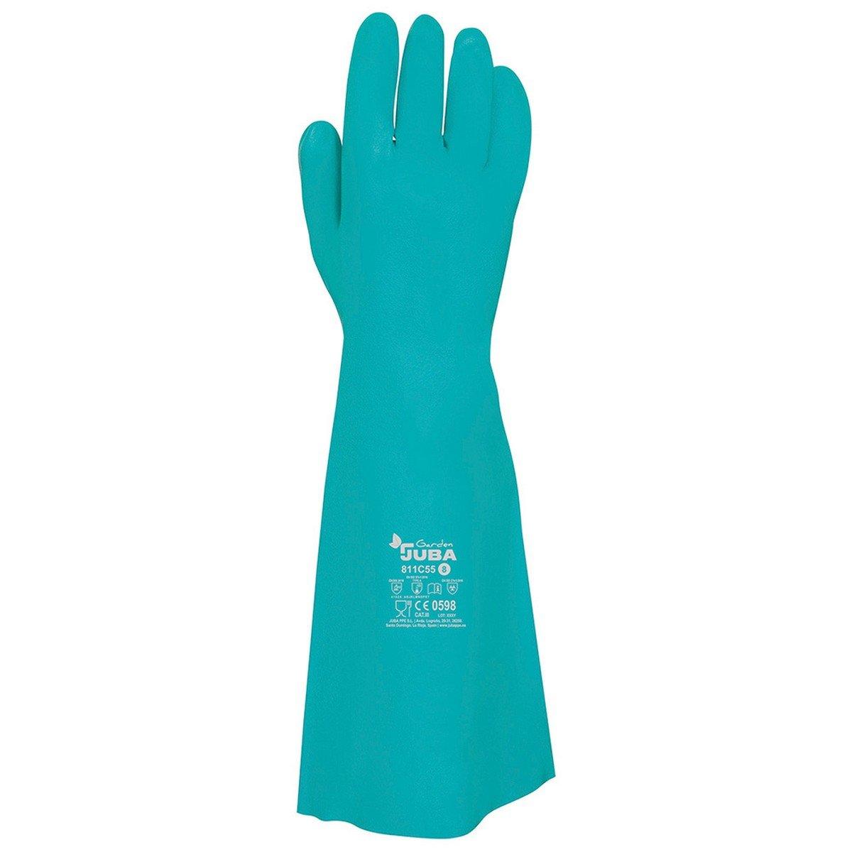Guantes de Trabajo JUBA Verde Nitrilo Satinado Piscina