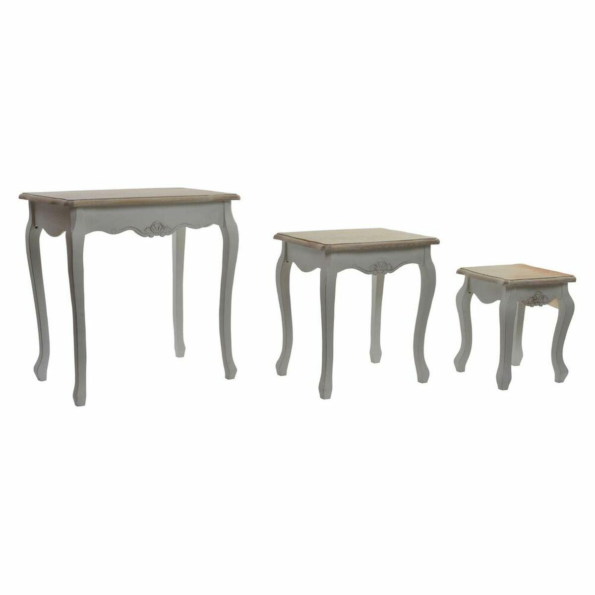 Juego de 3 mesas DKD Home Decor Madera Blanco (60 x 40 x 61 cm) (3 pcs)