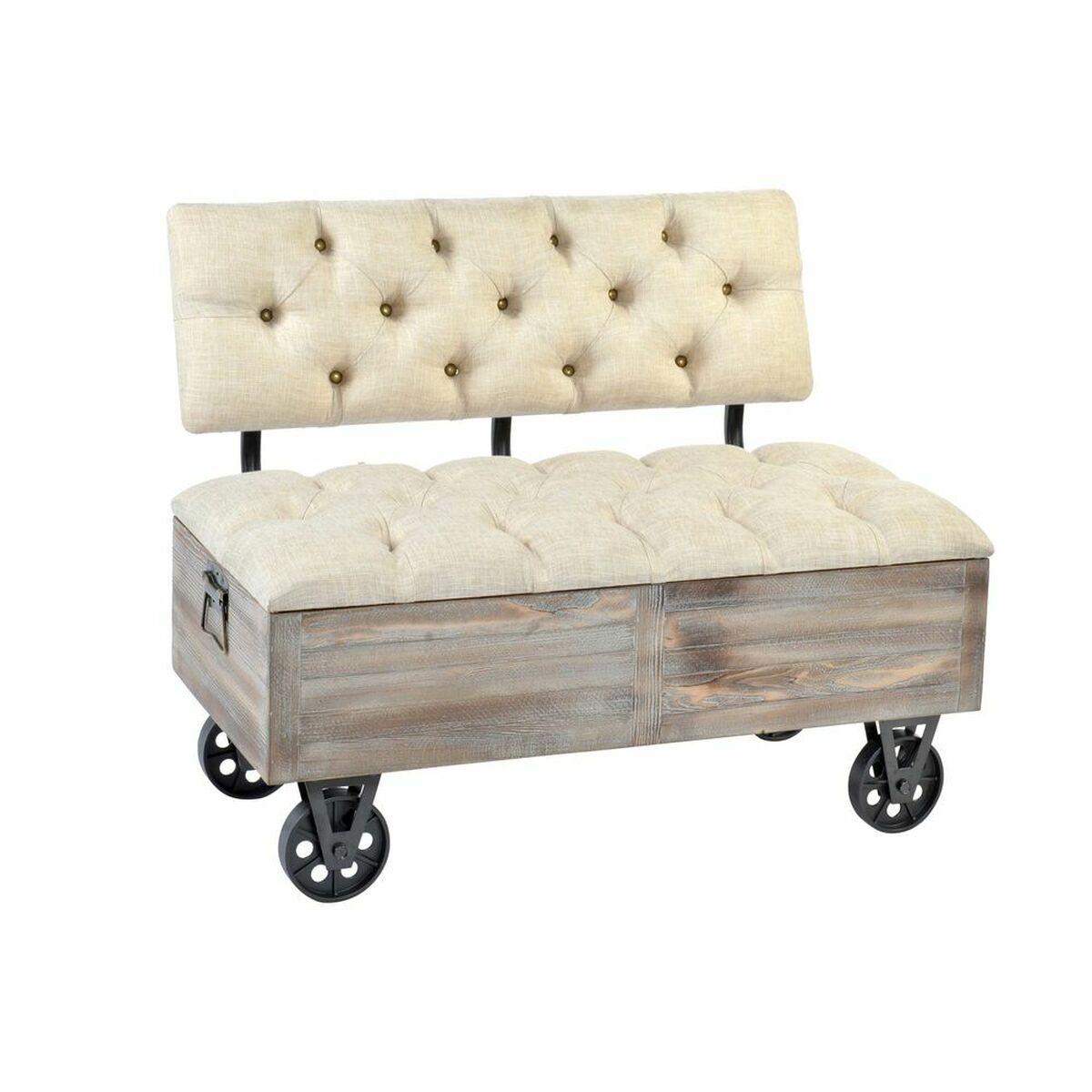 Banqueta DKD Home Decor Abeto Negro Beige Marrón Poliéster (100 x 51 x 77 cm)
