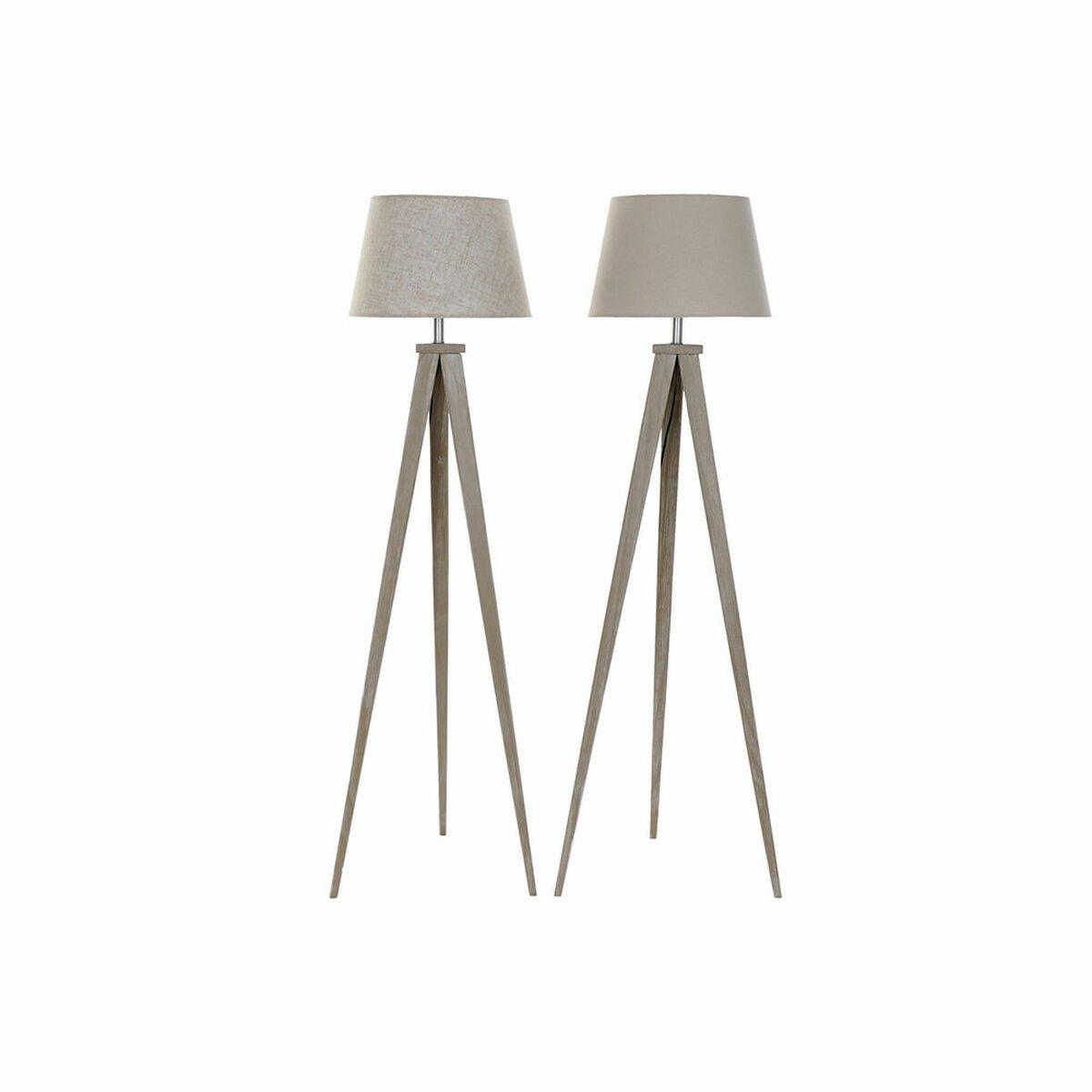 Lámpara de Pie DKD Home Decor 40 x 40 x 154 cm Beige Metal Crema Plástico 220 V 25 W 60 W Pino (2 Unidades)