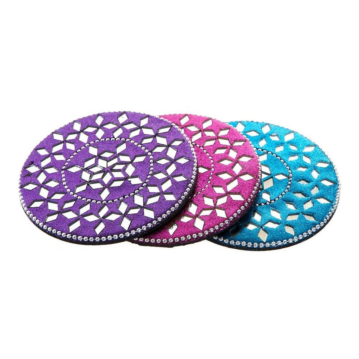 Posavasos DKD Home Decor Aluminio Madera MDF (3 pcs)
