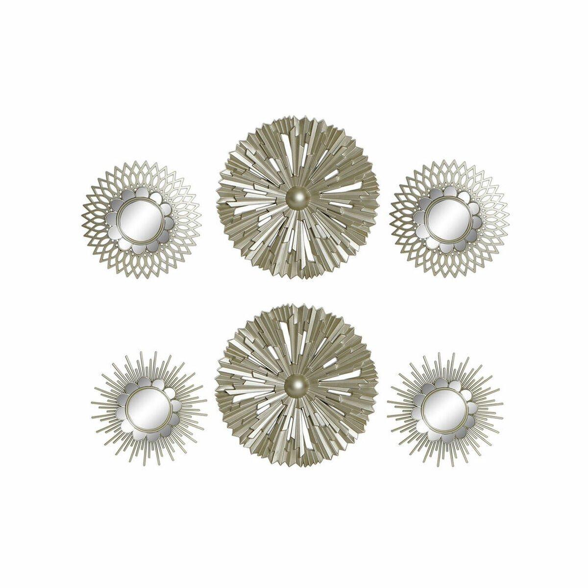 Juego de Espejos DKD Home Decor De pared Polipropileno Dorado Espejo (2 pcs) (35 x 3.5 x 35 cm)