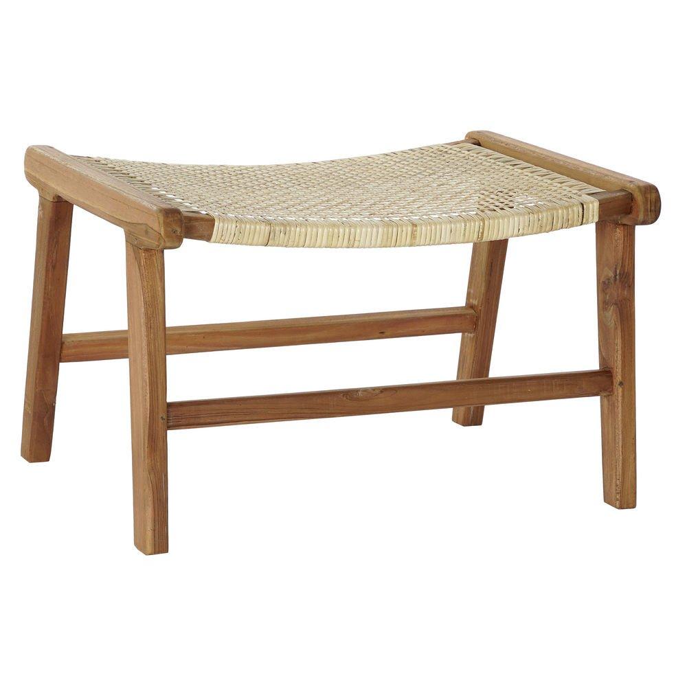 Banqueta DKD Home Decor 65 x 47 x 40 cm Natural Teca Plástico Multicolor Marrón claro