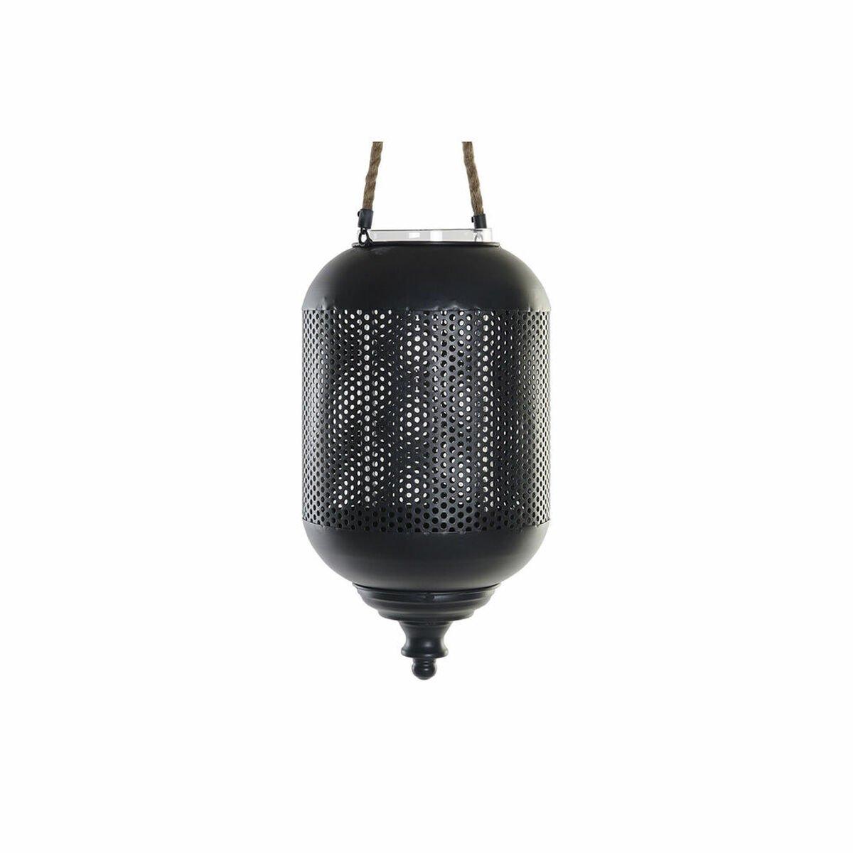Farol DKD Home Decor Marrón Negro Metal Cristal Cuerda Loft 22 x 22 x 43 cm