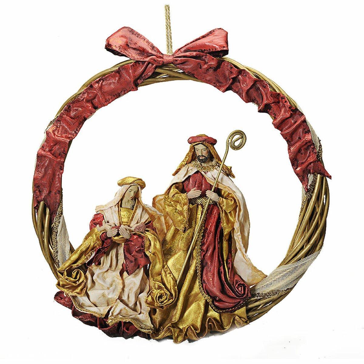 Belén de Navidad DKD Home Decor Rojo Dorado Corona 50 x 5 x 50 cm Plástico