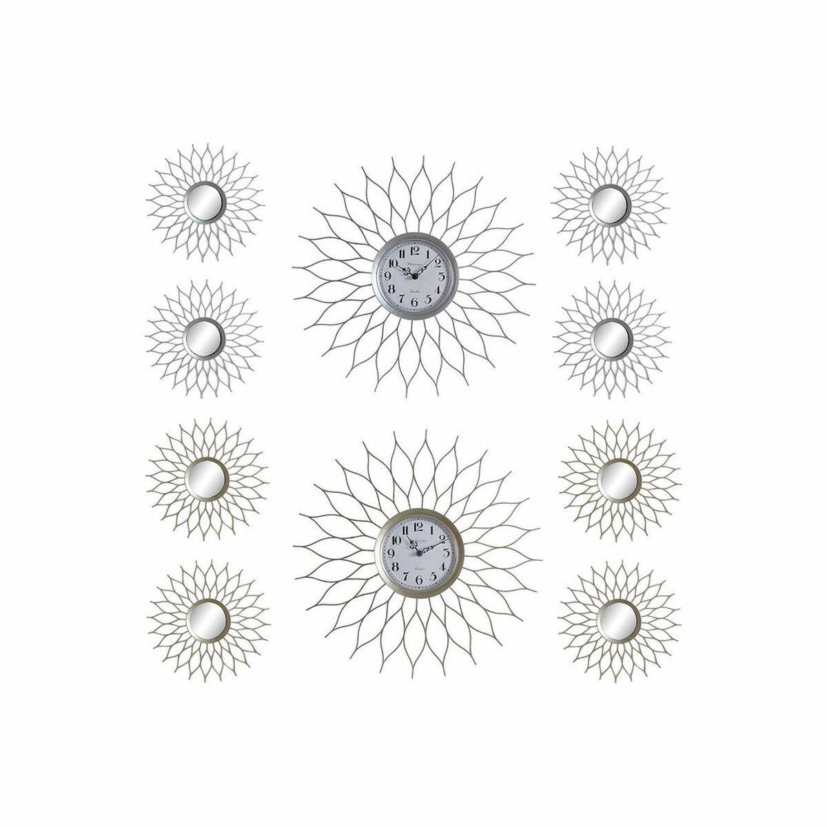 Reloj de Pared DKD Home Decor Champán Plateado Polipropileno Espejo 50 x 4 x 50 cm 5 Piezas (2 Unidades)