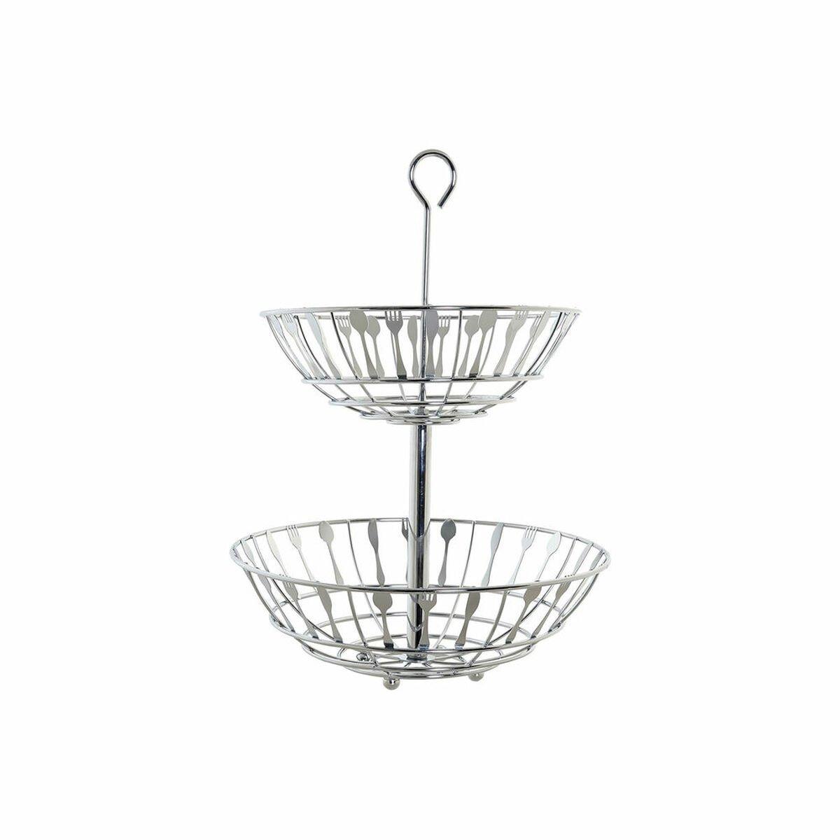Frutero DKD Home Decor Plateado Metal Plástico 28 x 28 x 40 cm