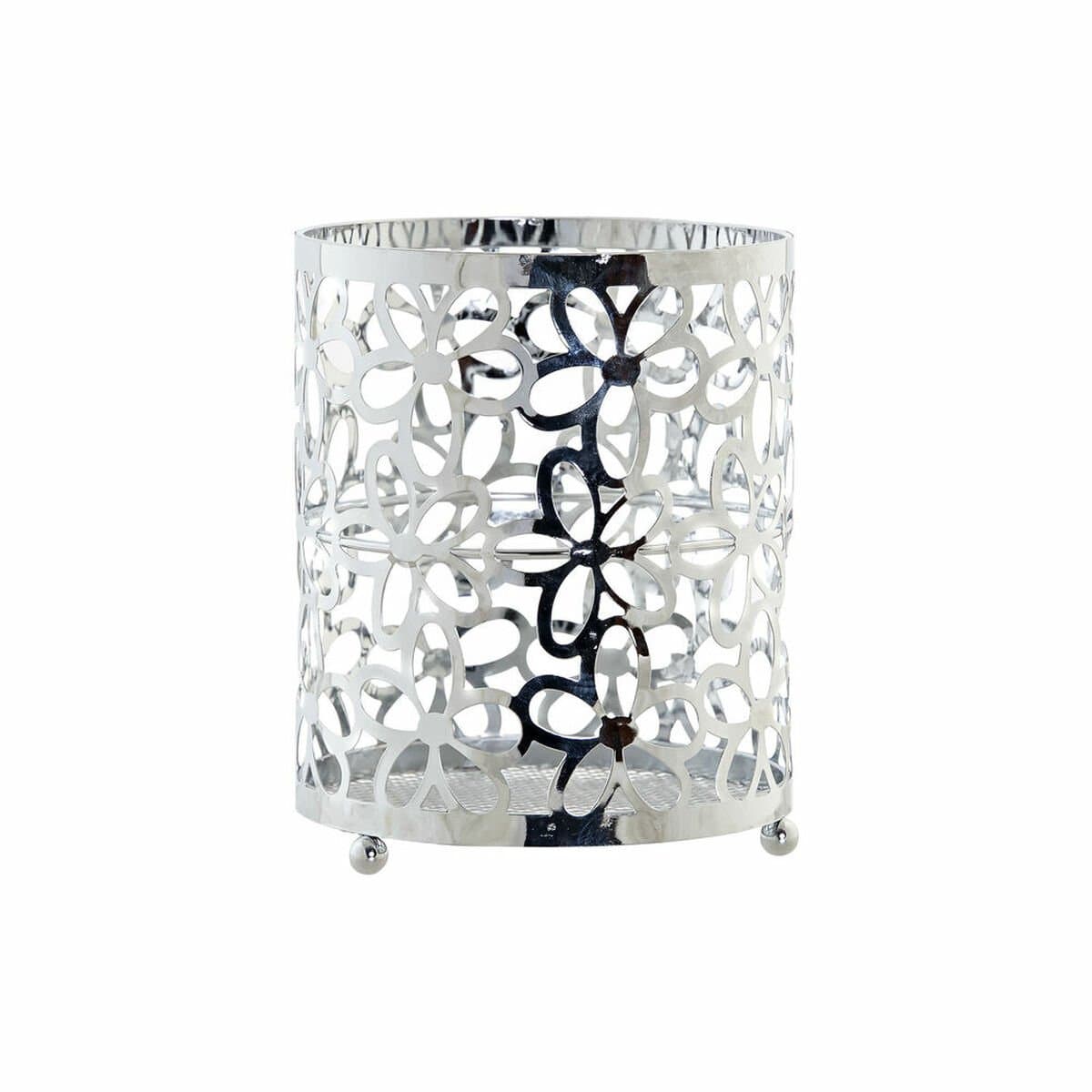 Cesto para cubiertos DKD Home Decor Plateado Metal Margarita 12 x 12 x 15 cm