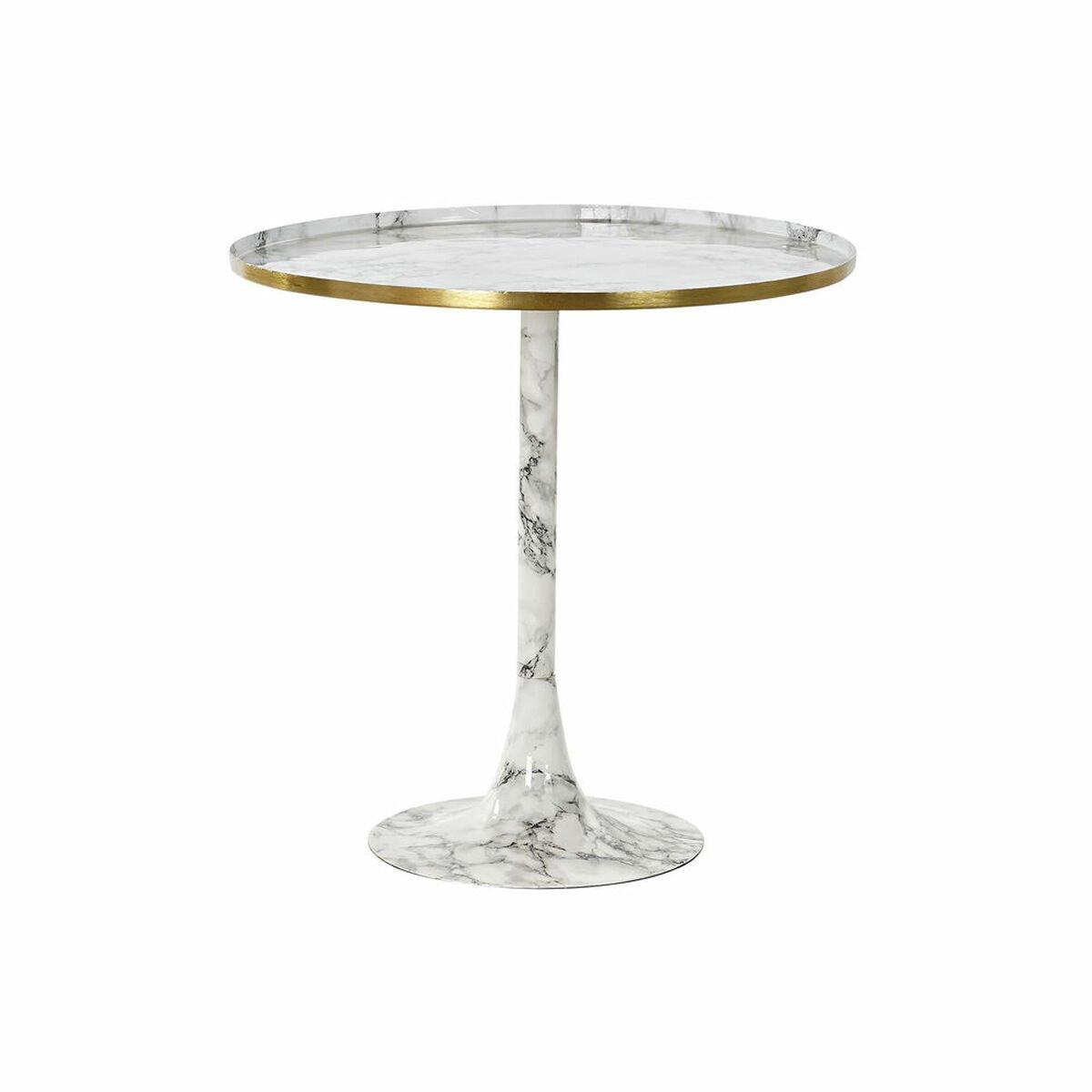 Mesita Auxiliar DKD Home Decor Blanco Dorado 51 x 51 x 51 cm