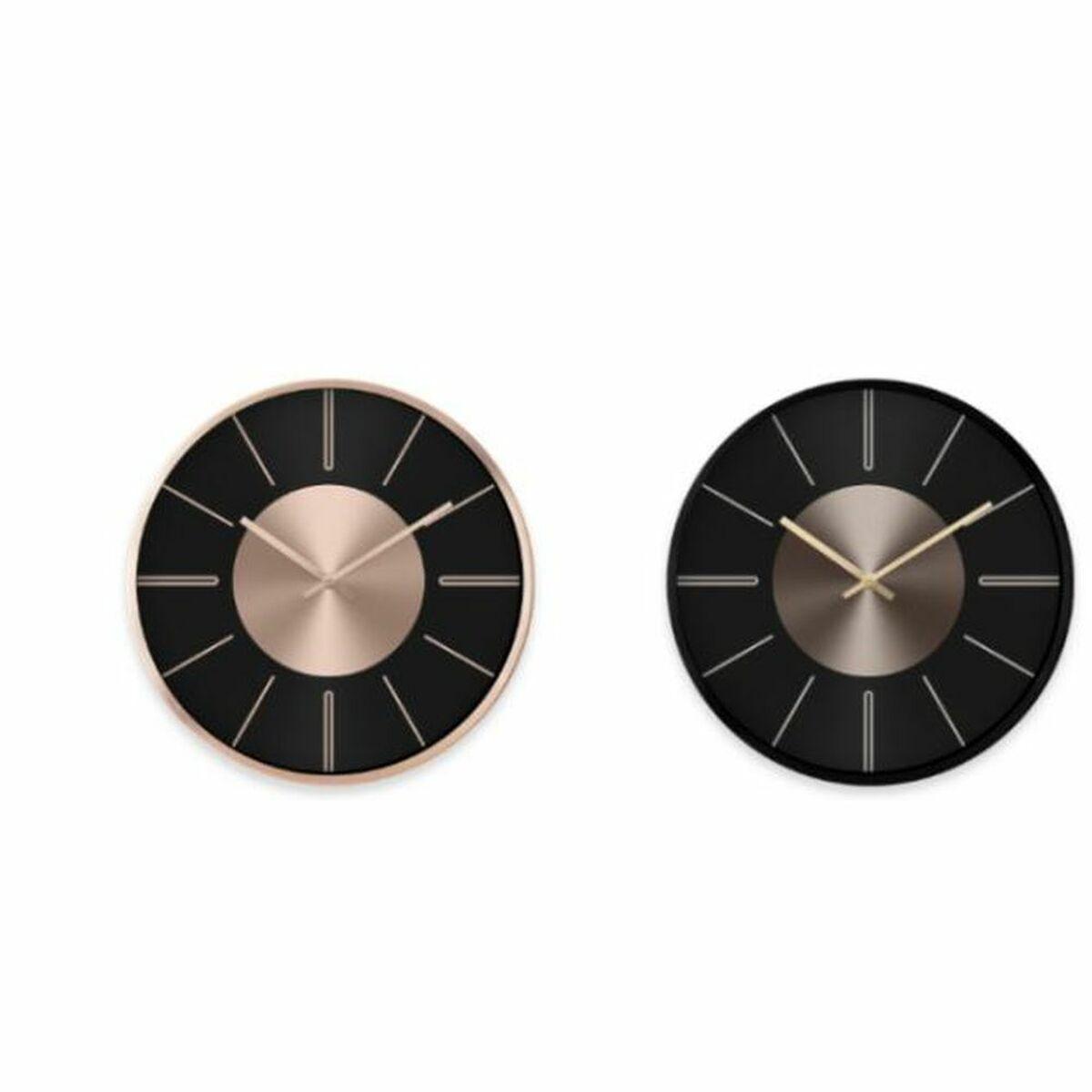 Reloj de Pared DKD Home Decor Negro Cobre Plateado Aluminio Plástico Moderno 30 x 4 x 30 cm (2 Unidades)