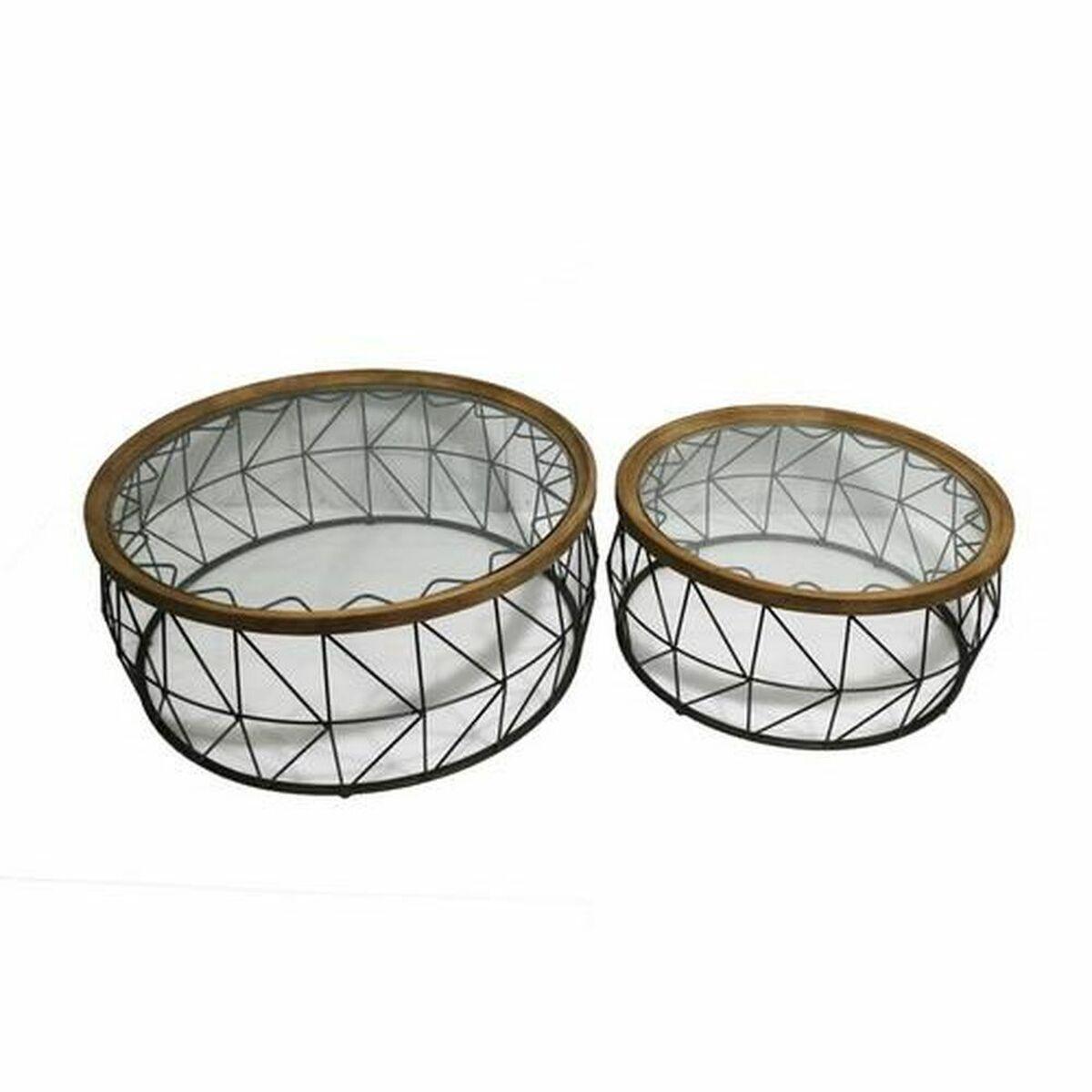 Juego de 2 mesas DKD Home Decor Negro Natural 100 x 100 x 43 cm