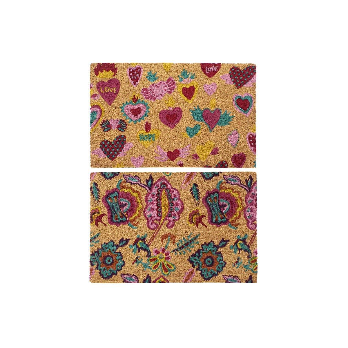 Felpudo DKD Home Decor Goma Multicolor 2 Unidades Fibra de coco (60 x 40 x 1,5 cm)