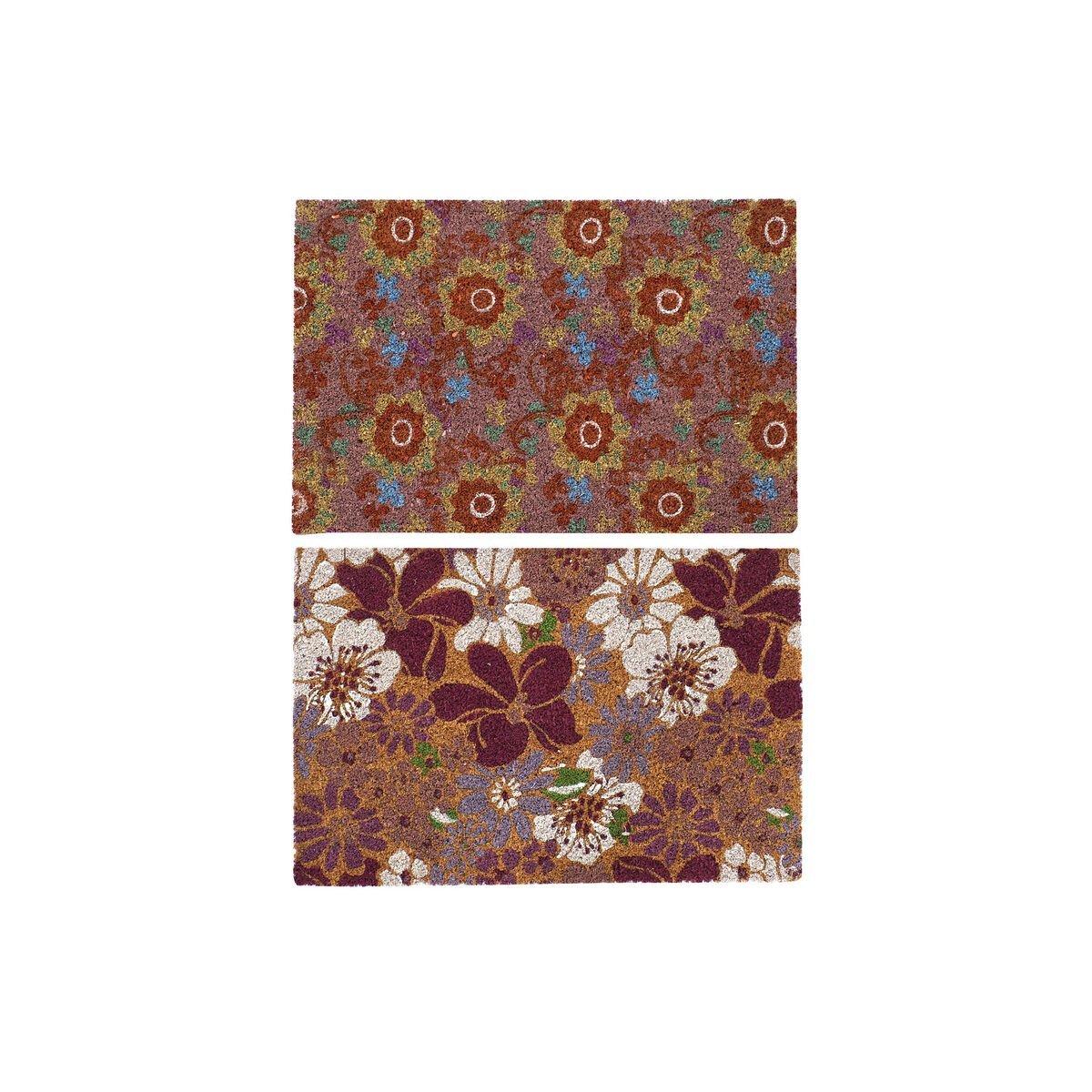 Felpudo DKD Home Decor Goma Multicolor 2 Unidades Fibra de coco (60 x 40 x 1,5 cm)