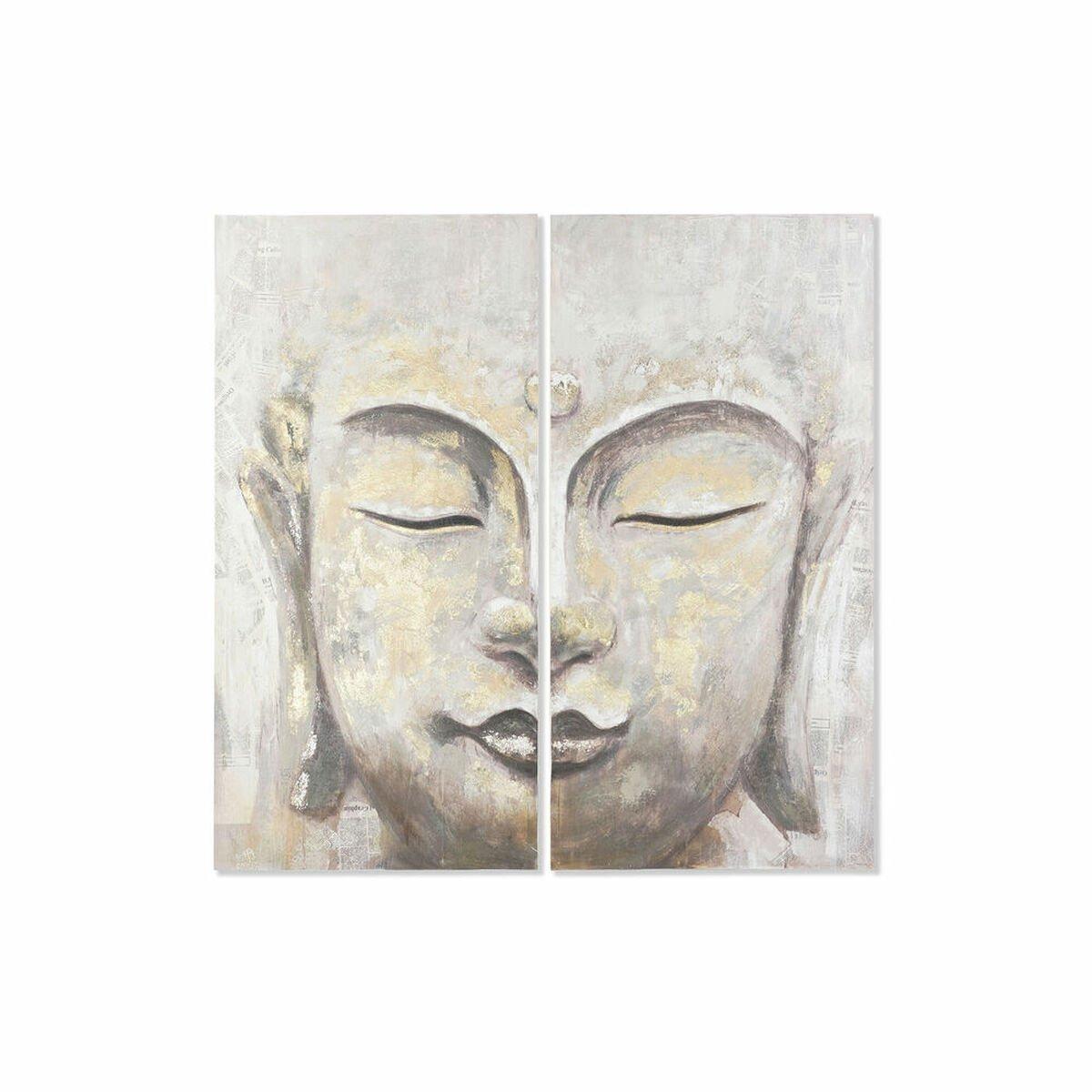 Lienzo DKD Home Decor Beige Dorado Buda Oriental 120 x 3,7 x 120 cm