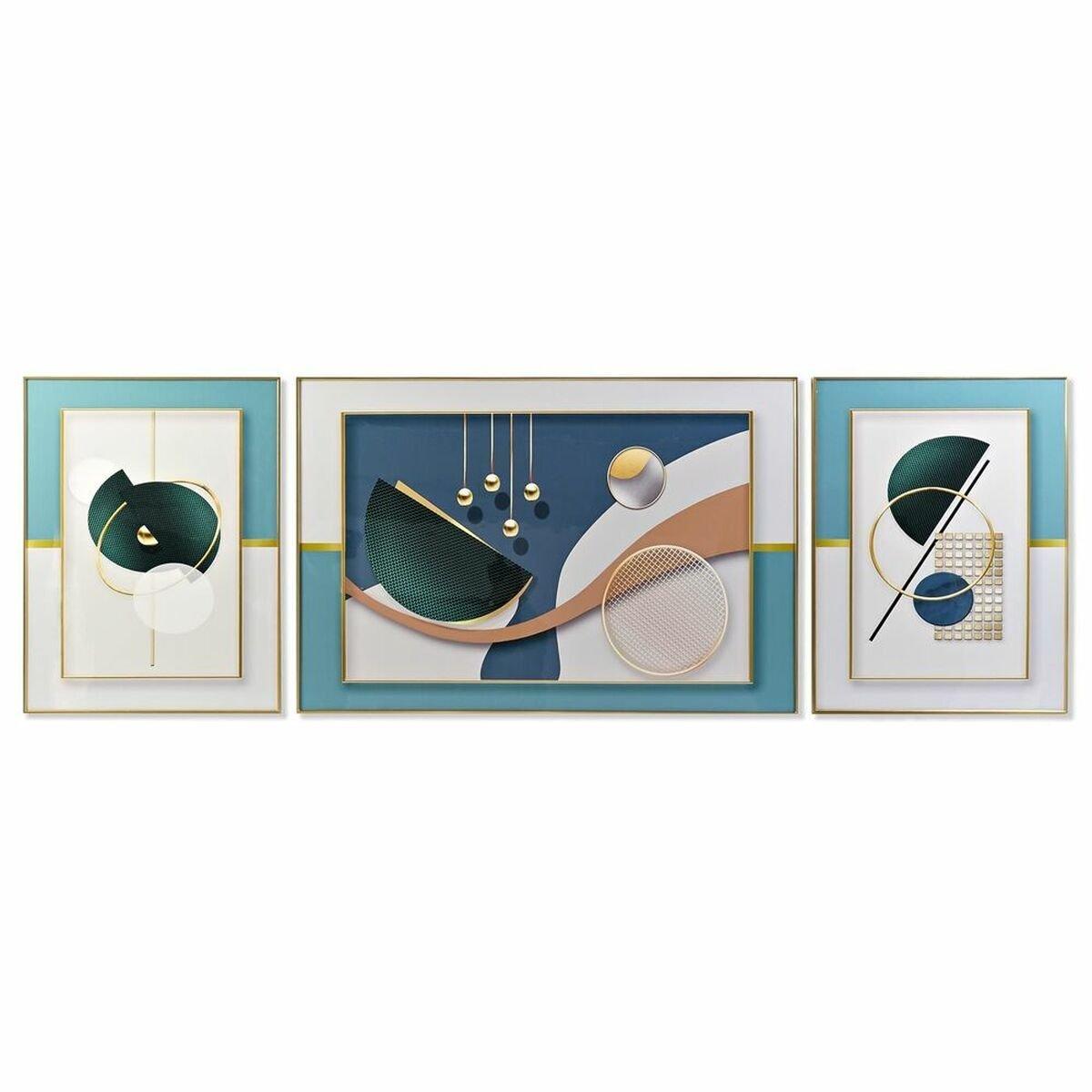Juego de 3 cuadros DKD Home Decor Aluminio Madera MDF 240 x 3 x 80 cm (3 Piezas)
