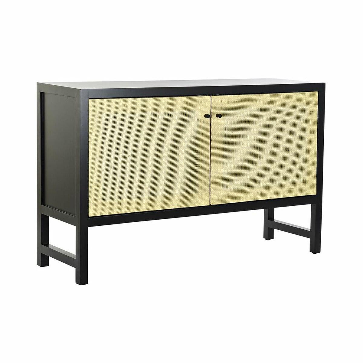 Aparador DKD Home Decor Negro Natural Ratán Abeto 120 x 38 x 76 cm