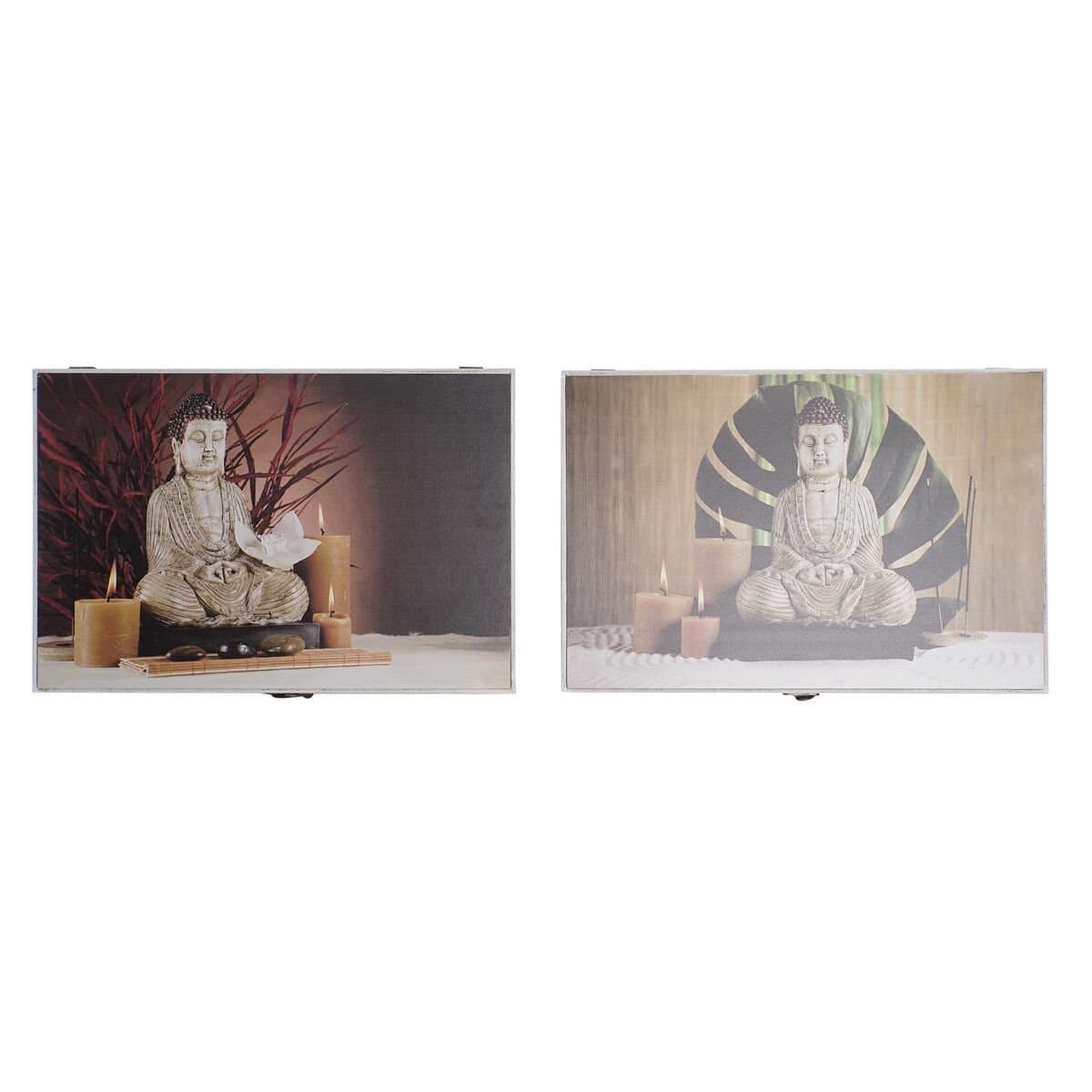 Caja Decorativa DKD Home Decor Multicolor Madera MDF Buda Contador (2 Unidades)
