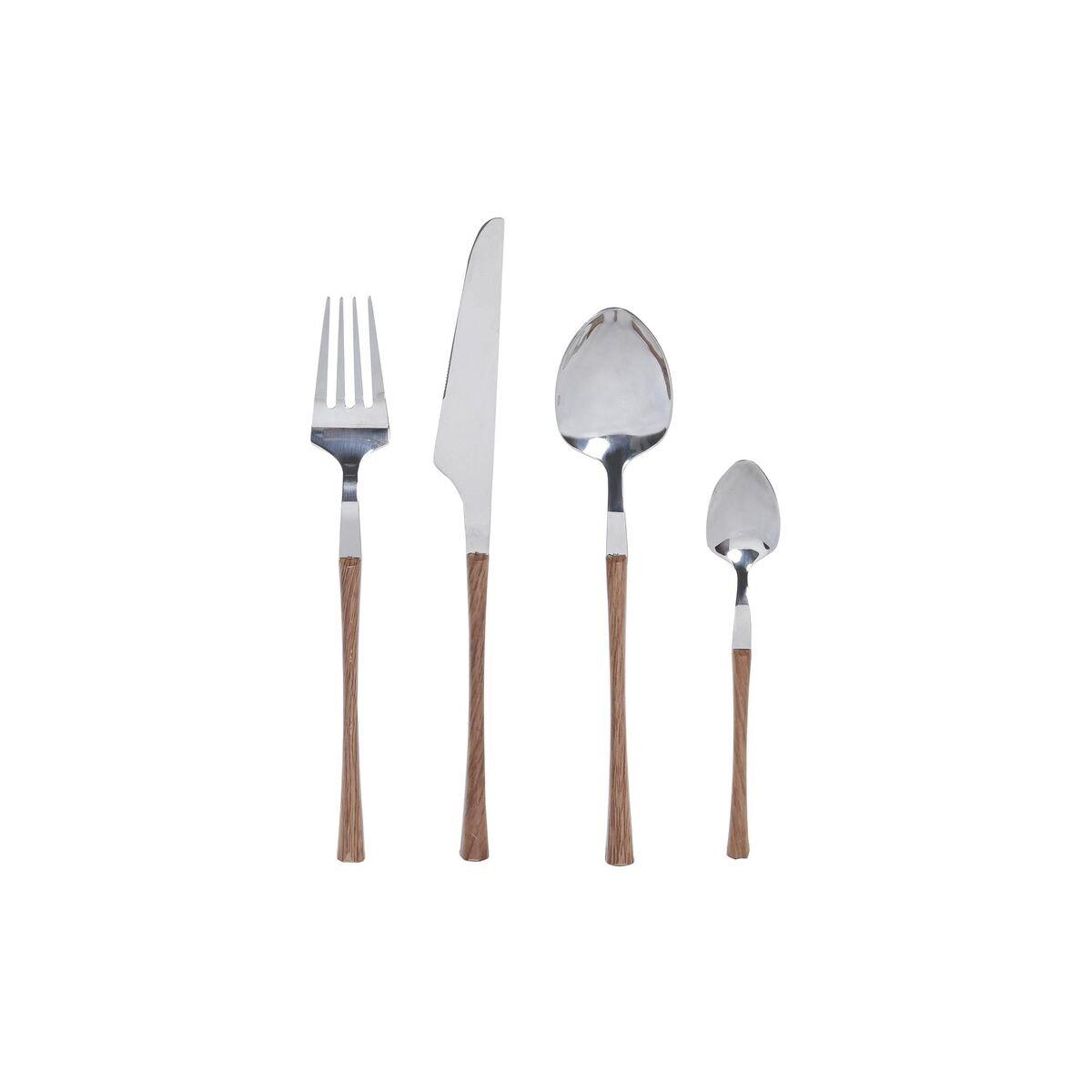 Cubertería DKD Home Decor Natural Plateado Acero Inoxidable (2,6 x 1 x 23 cm) (16 pcs)