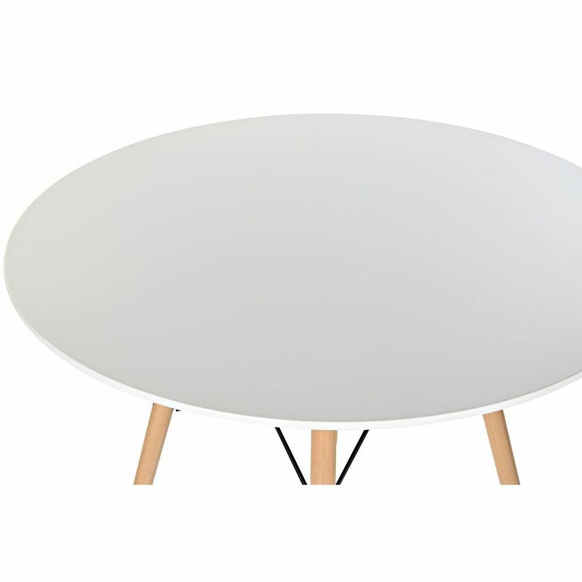 Mesa de Comedor DKD Home Decor Blanco Negro Natural Abedul Madera MDF 90 x 90 x 74 cm