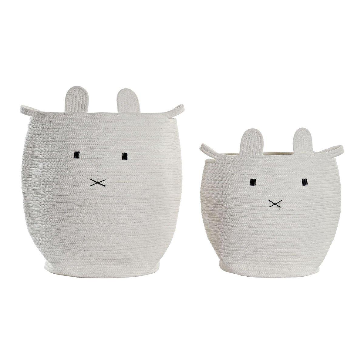 Juego de Cestos DKD Home Decor Blanco Infantil Animal 35 x 35 x 49 cm