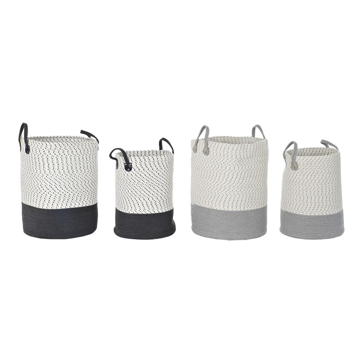 Juego de Cestas DKD Home Decor Blanco Gris Gris claro (2 Piezas) (2 Unidades)
