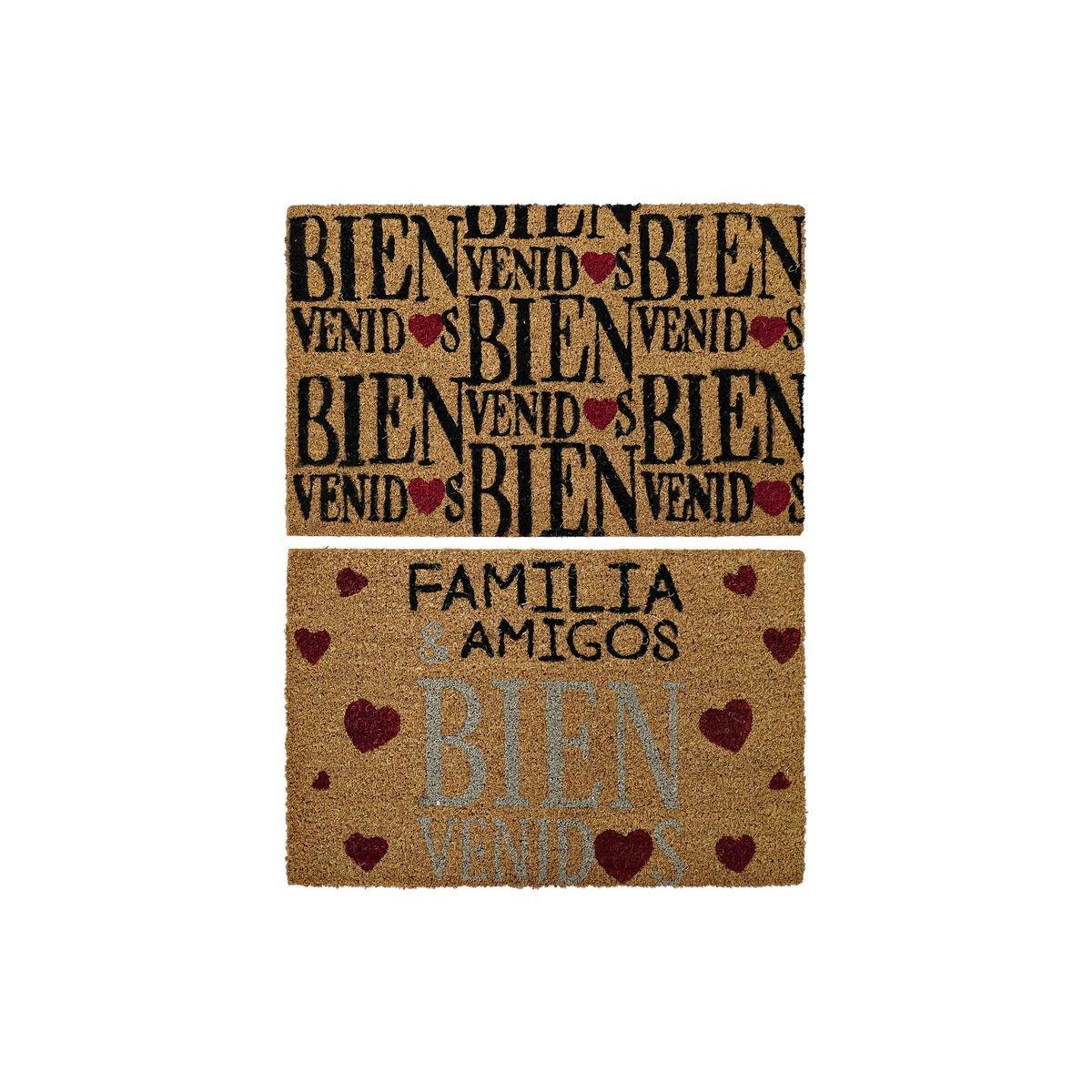Felpudo DKD Home Decor Rojo Negro Marrón Goma 2 Unidades Urbana Fibra de coco (60 x 40 x 1,5 cm)