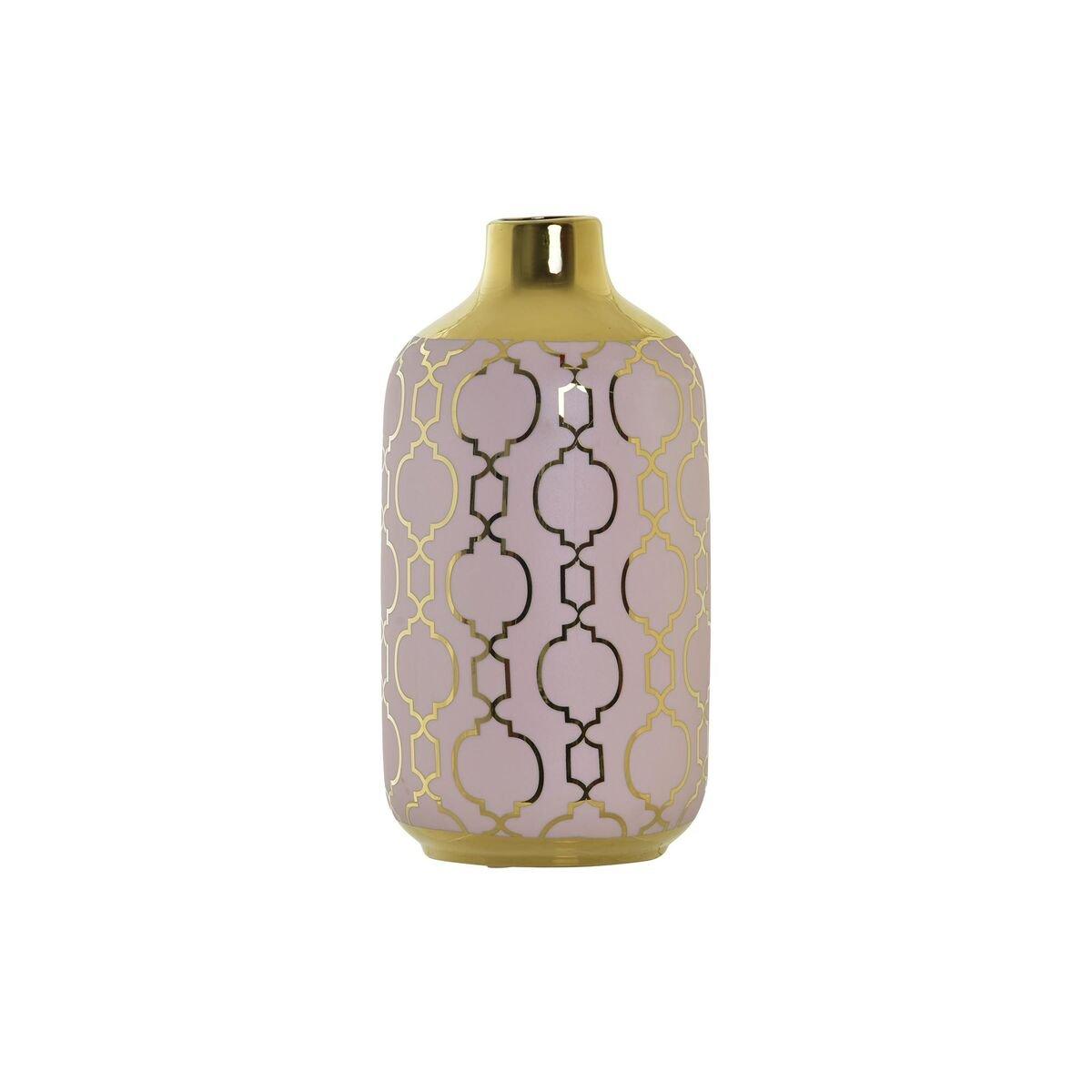 Jarrón DKD Home Decor Rosa Dorado Porcelana Oriental Cromado 13 x 13 x 26 cm