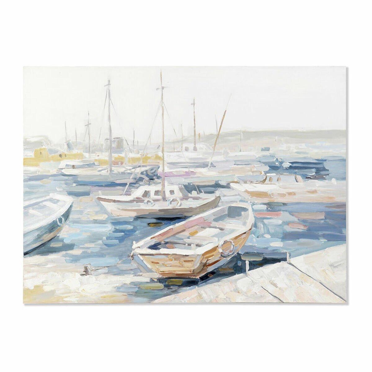 Lienzo DKD Home Decor Azul Barco Mediterráneo 120 x 4 x 90 cm 120 x 3,8 x 90 cm