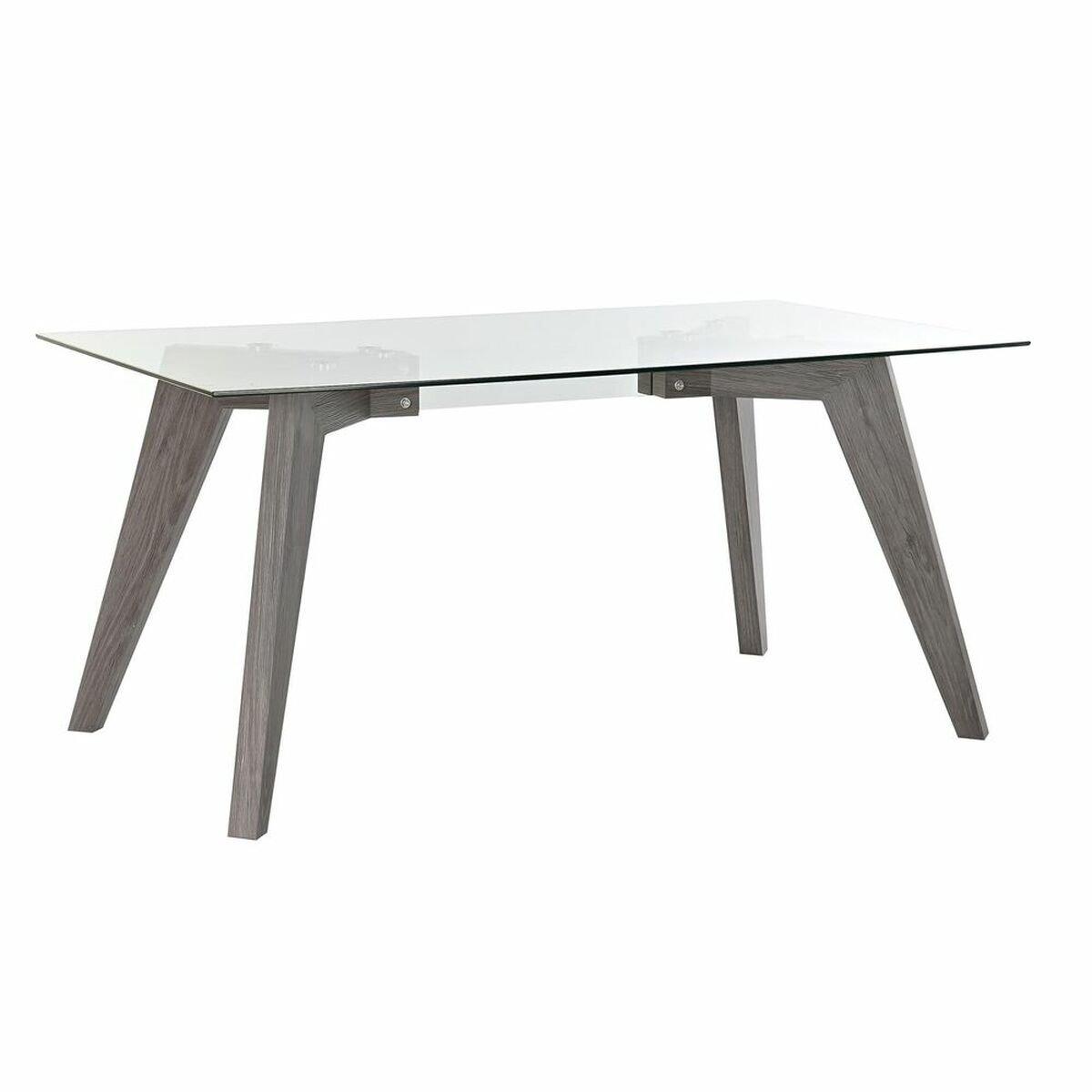 Mesa de Comedor DKD Home Decor Cristal Gris Transparente Madera MDF (160 x 90 x 75 cm)