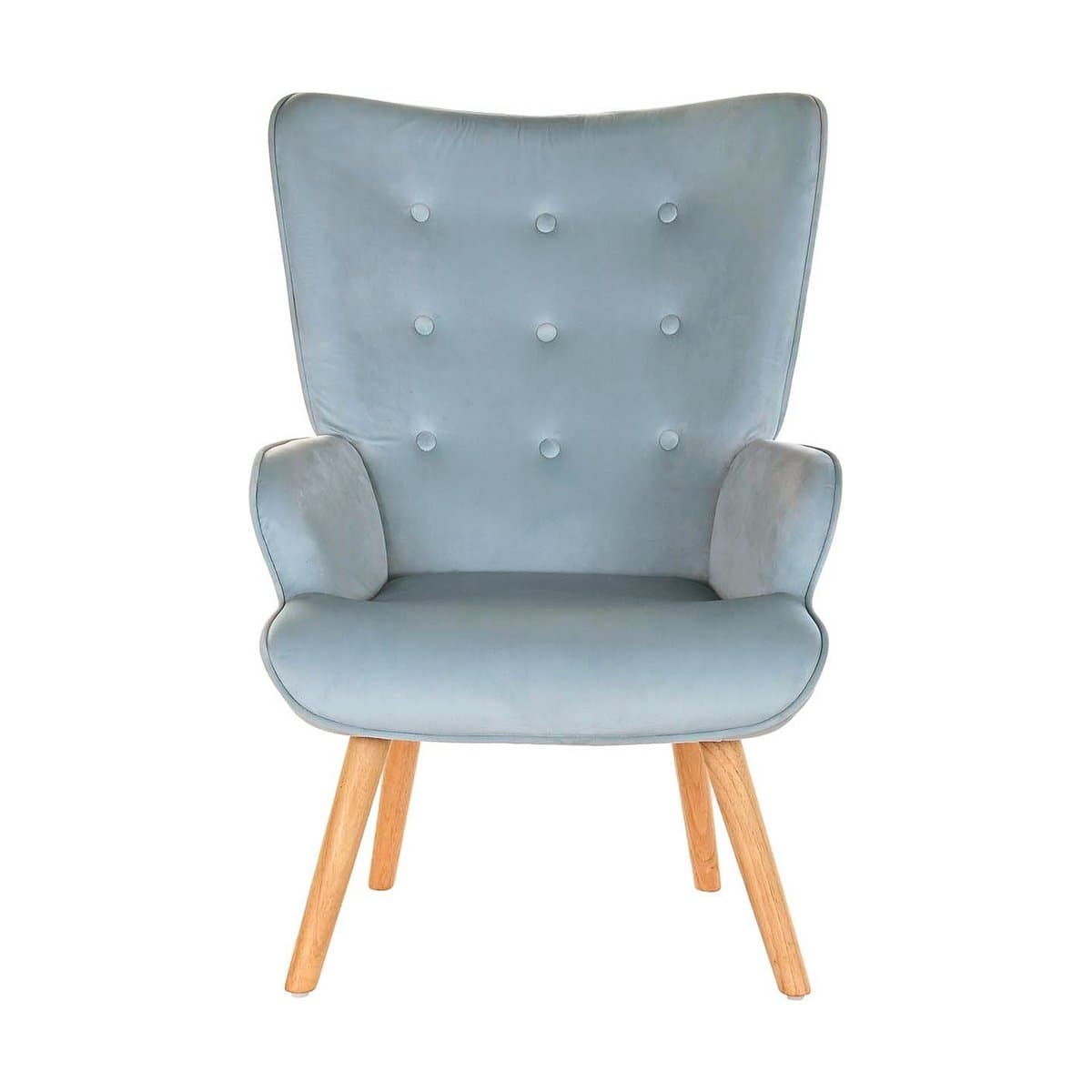 Butaca DKD Home Decor Azul cielo Natural Poliéster Madera 67 x 75 x 96 cm