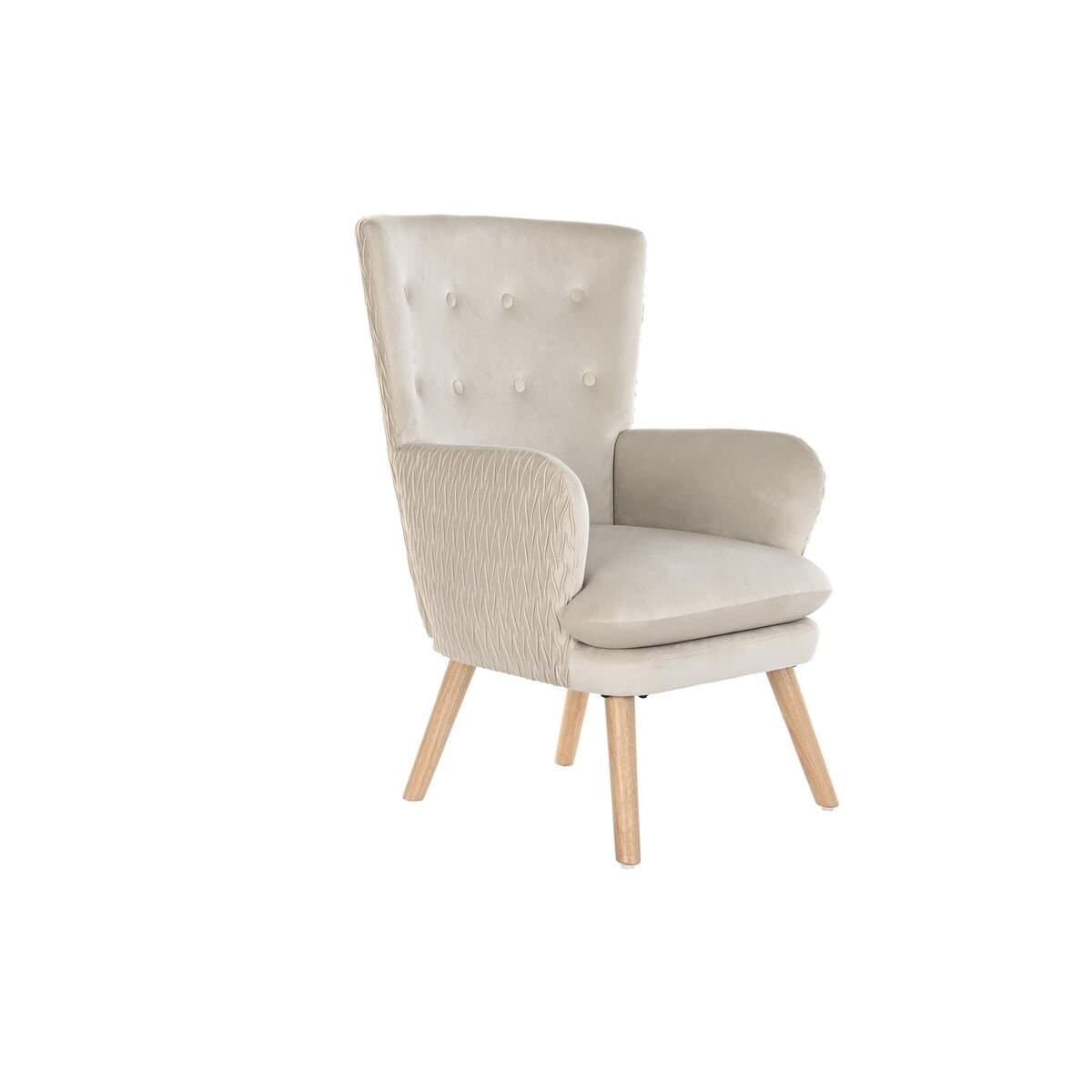 Butaca DKD Home Decor Beige Natural Poliéster Madera 67 x 70 x 95 cm
