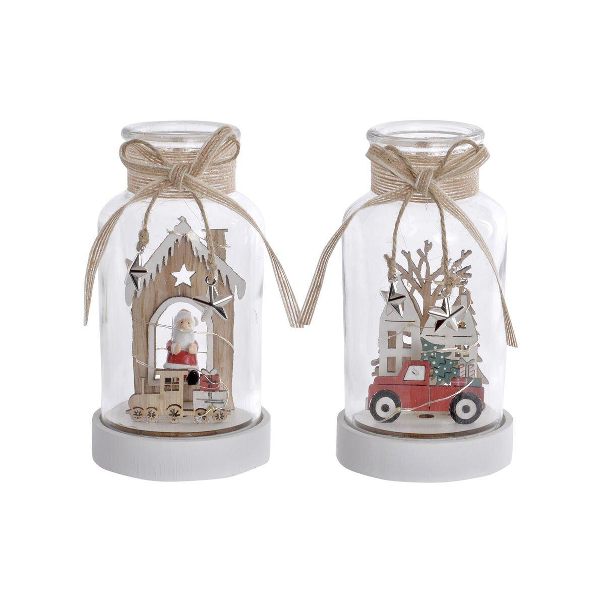 Decoración luminosa DKD Home Decor Navidad Natural Casa (2 Unidades) (9 x 9 x 17 cm)