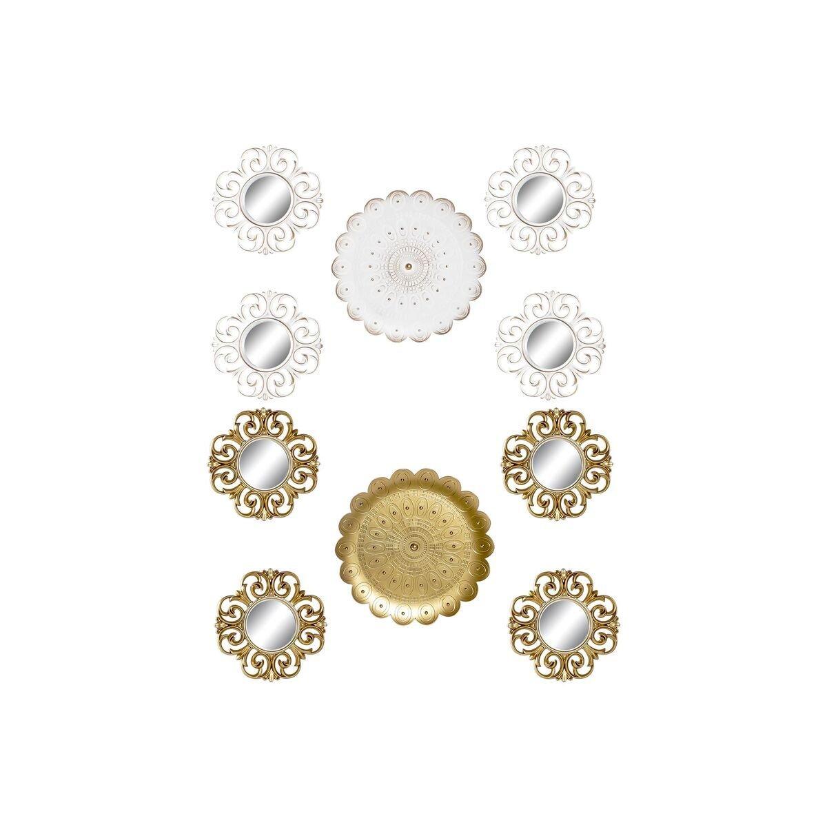 Juego de Espejos DKD Home Decor Cristal Dorado Blanco PP 2 Unidades Moderno Decapé (35 x 2 x 35 cm)