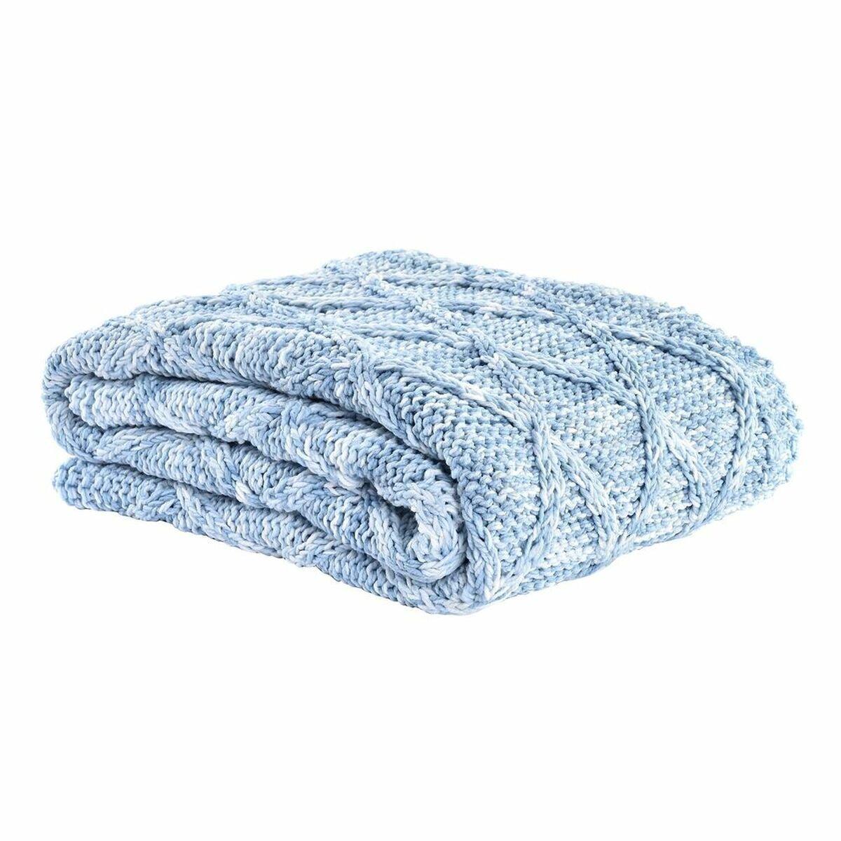 Cubrecamas DKD Home Decor Azul Azul cielo 150 x 125 x 1 cm (2 Unidades)
