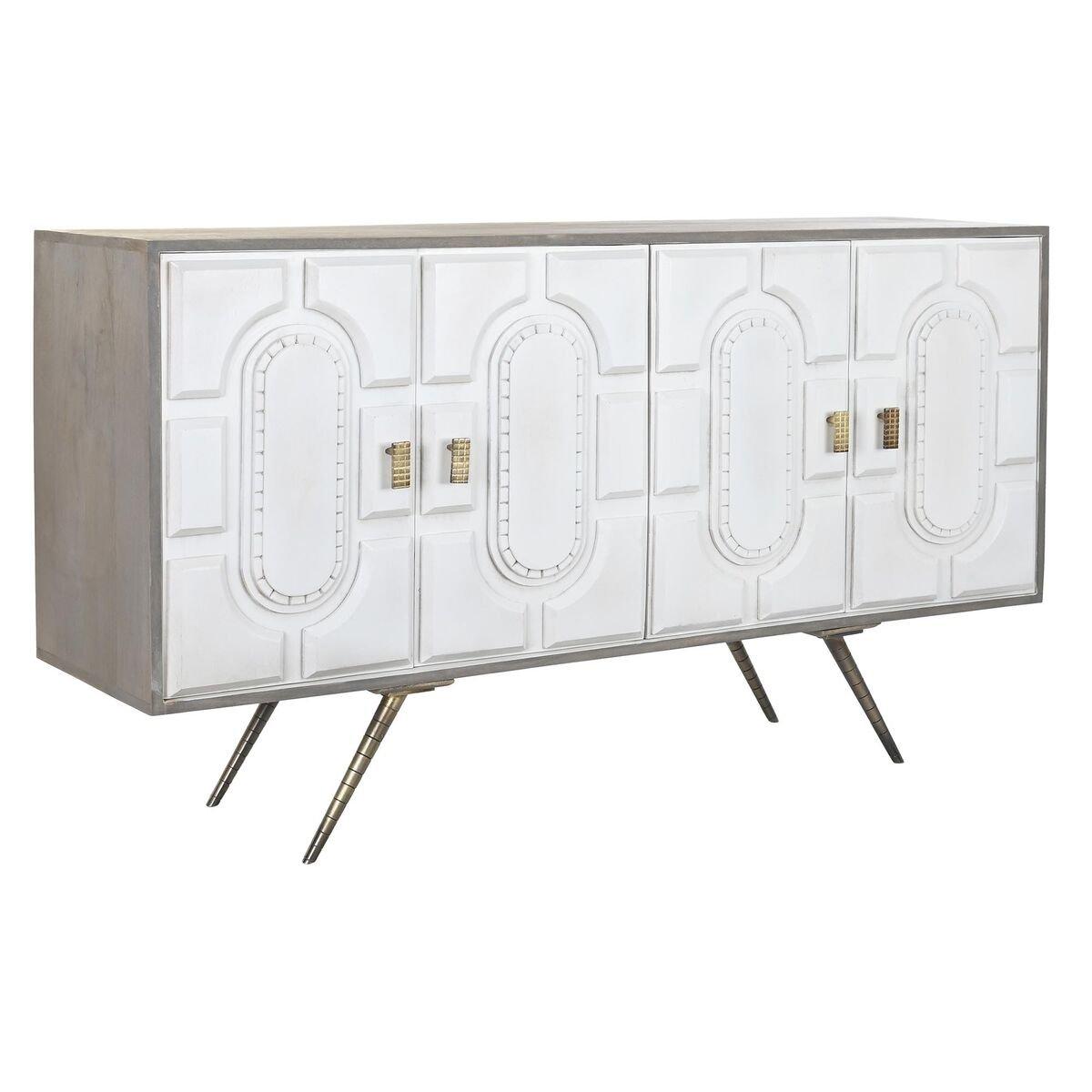 Aparador DKD Home Decor Blanco Gris Dorado Metal Madera de mango 152 x 43 x 84 cm