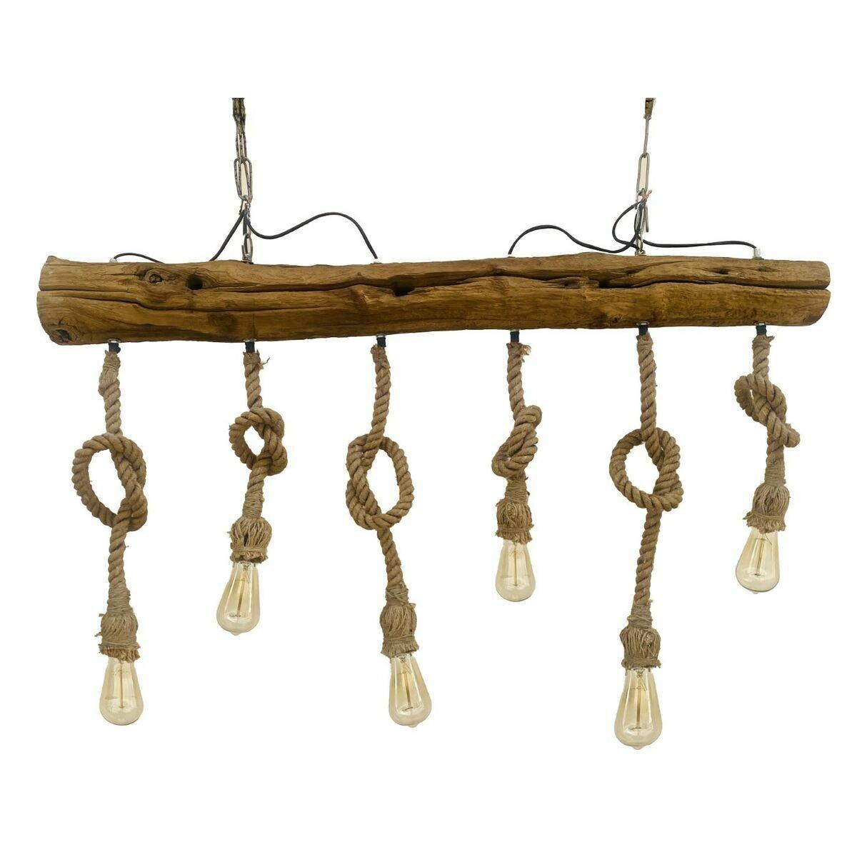 Lámpara de Techo DKD Home Decor Marrón Cuerda Acacia 50 W 140 x 12 x 12 cm 118 x 15 x 86 cm