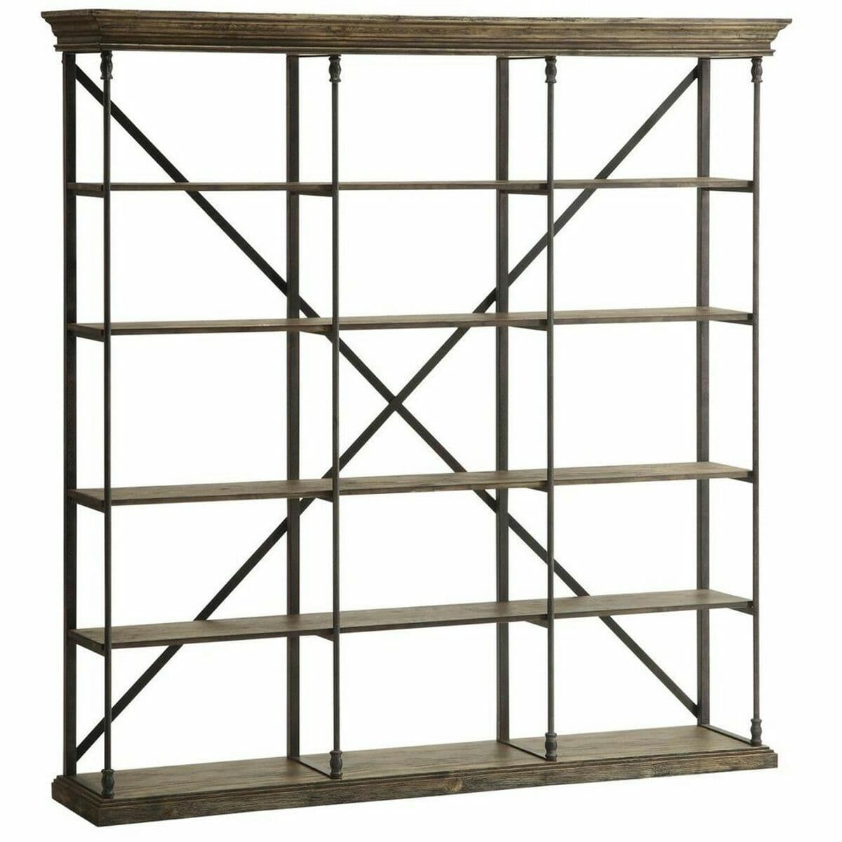 Estantería DKD Home Decor Sheesham Marrón Marrón oscuro Gris claro Madera Metal 213 x 43 x 220 cm