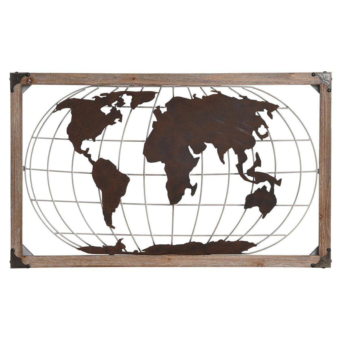Figura Decorativa DKD Home Decor Natural Metal Cobre Pino Mapamundi (75 x 6 x 46 cm)