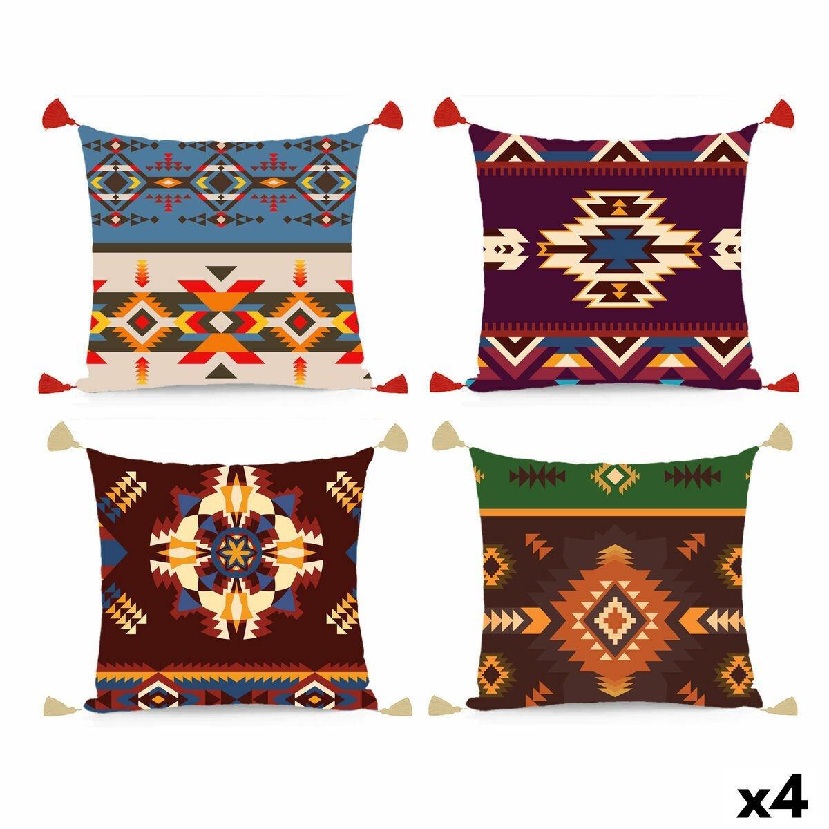 Cojín DKD Home Decor Poliéster Multicolor Ikat (45 x 10 x 45 cm) (4 Unidades)