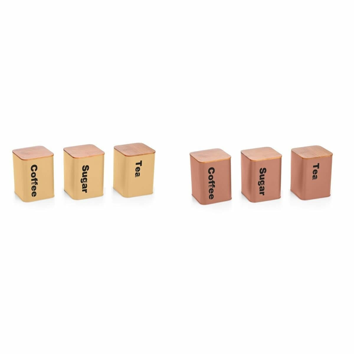 Bote Metálico DKD Home Decor Metal Terracota Amarillo Bambú Vintage (10 x 10 x 14,5 cm) (6 Unidades)
