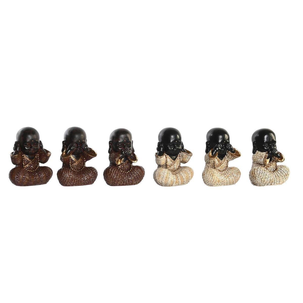Figura Decorativa DKD Home Decor Rojo Beige Resina Monje Oriental (12 x 7,5 x 15,5 cm) (6 Unidades)