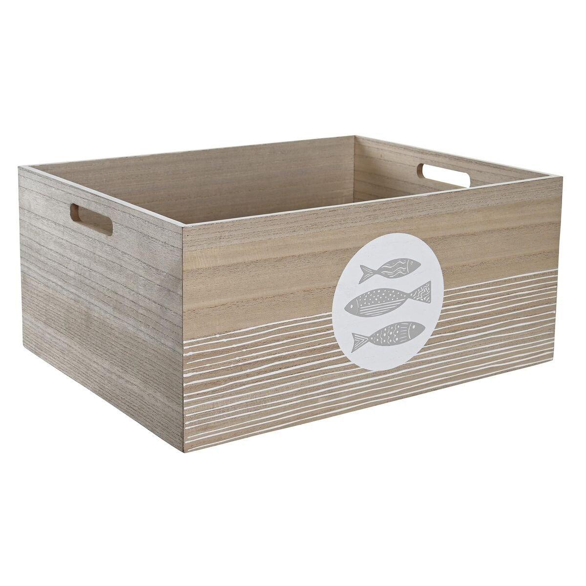 Caja Decorativa DKD Home Decor Natural Aluminio Madera MDF Espirales Mediterráneo