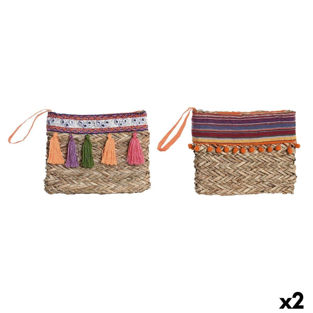 Bolso de Mano DKD Home Decor Flecos Boho 2 Unidades