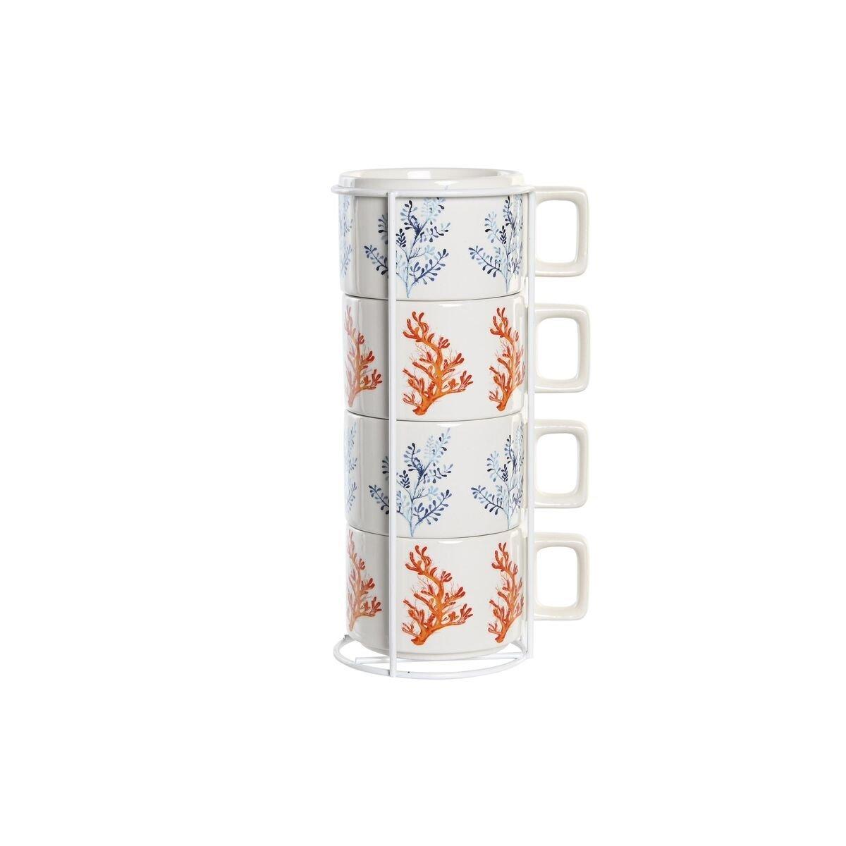 Juego de Tazas de Café DKD Home Decor Azul Fucsia Metal Dolomita 260 ml