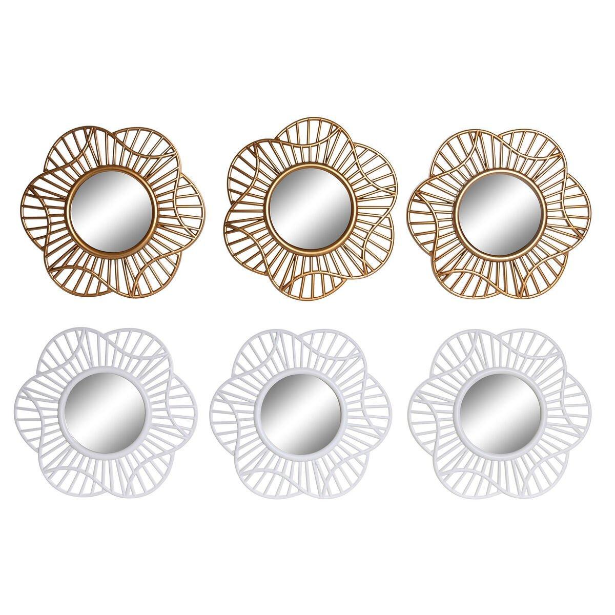 Juego de Espejos DKD Home Decor Cristal Dorado Blanco Polipropileno (25 x 2 x 25 cm) (2 Unidades)