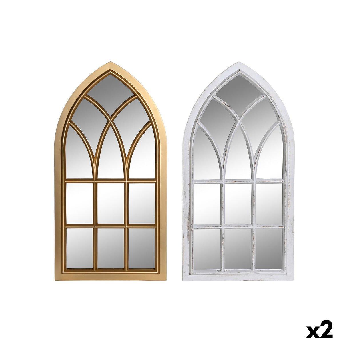 Espejo de pared DKD Home Decor Cristal Dorado Blanco Polipropileno Cottage Ventana (2 Unidades)