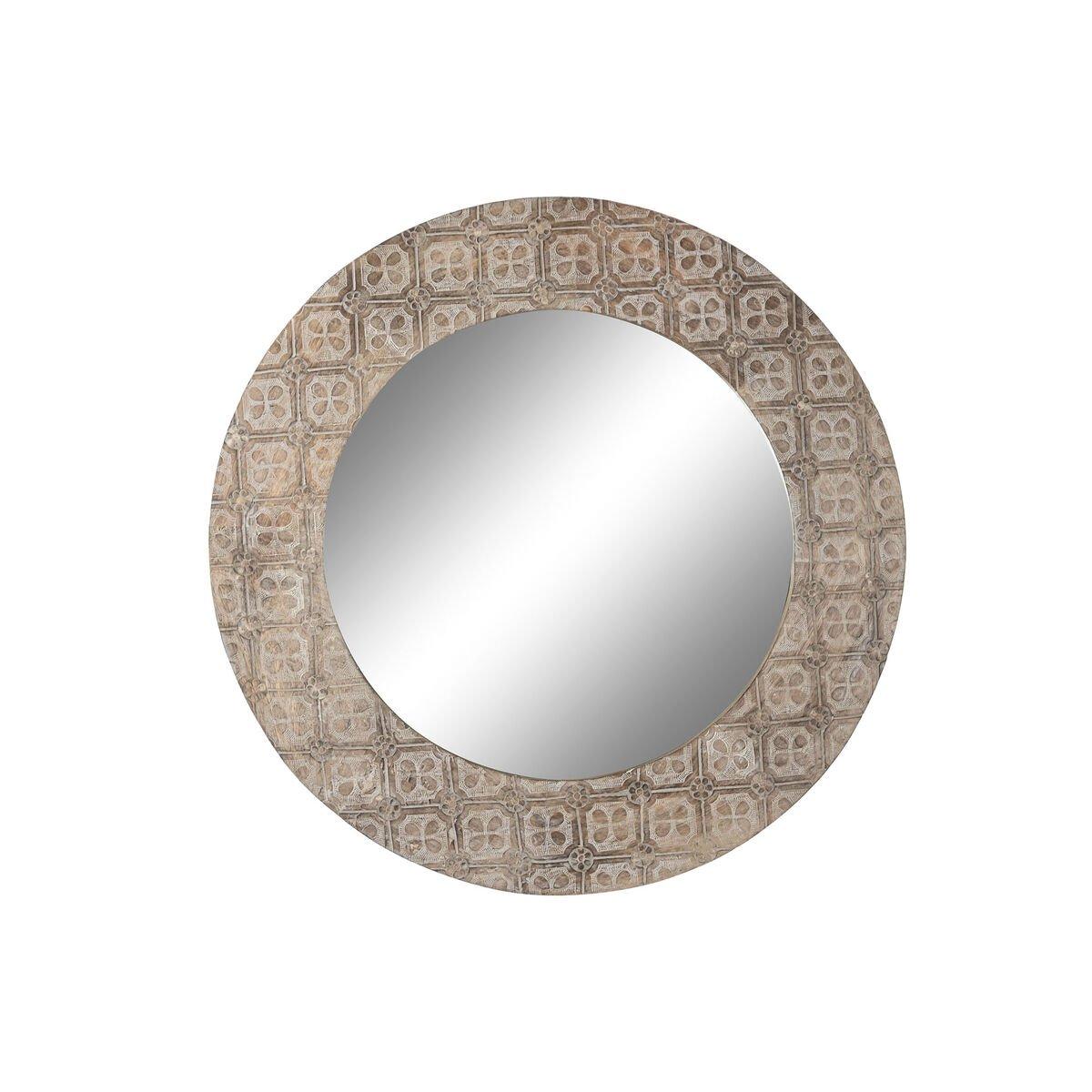 Espejo de pared DKD Home Decor Blanco Marrón Mandala Indio Decapé 76 x 4 x 76 cm