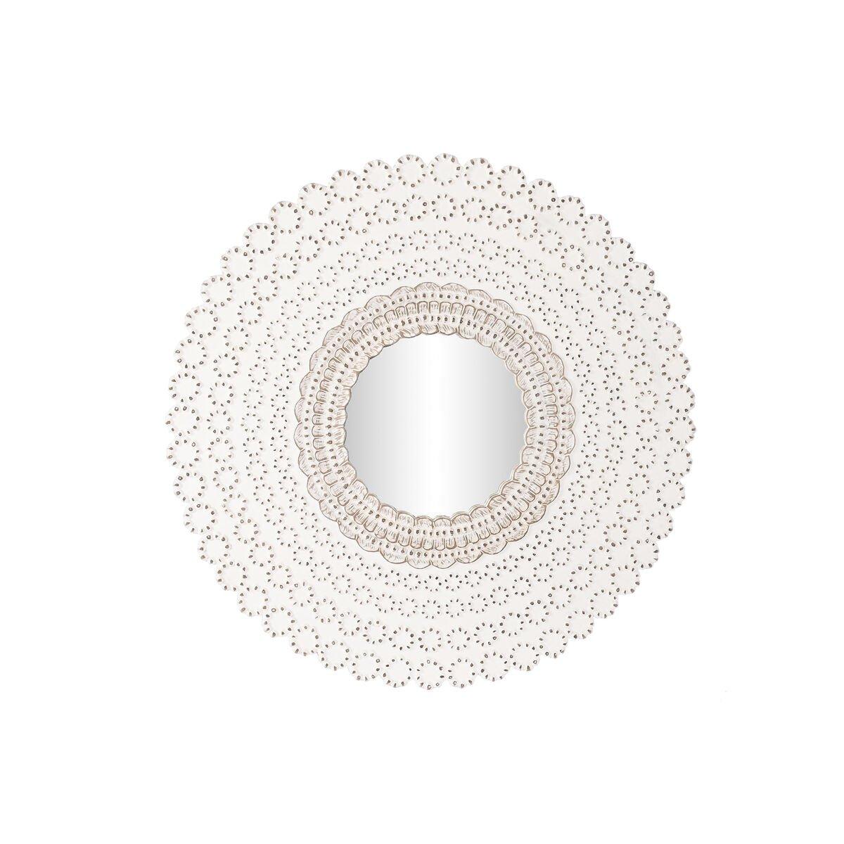 Espejo de pared DKD Home Decor Blanco Natural Indio Decapé 120 x 2,5 x 120 cm