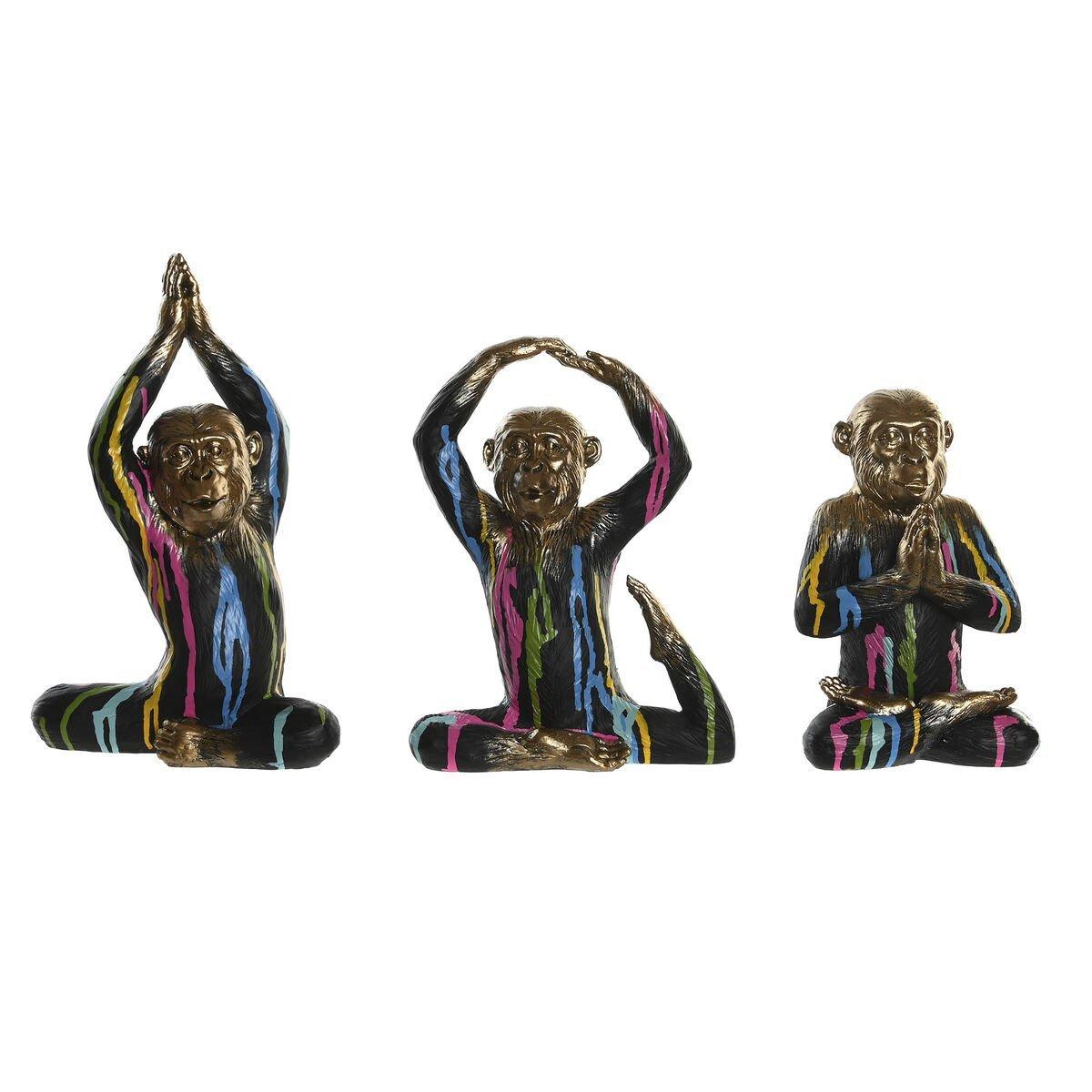 Figura Decorativa DKD Home Decor Dorado Resina Multicolor Mono Moderno (19 x 12 x 24,5 cm) (3 Unidades)